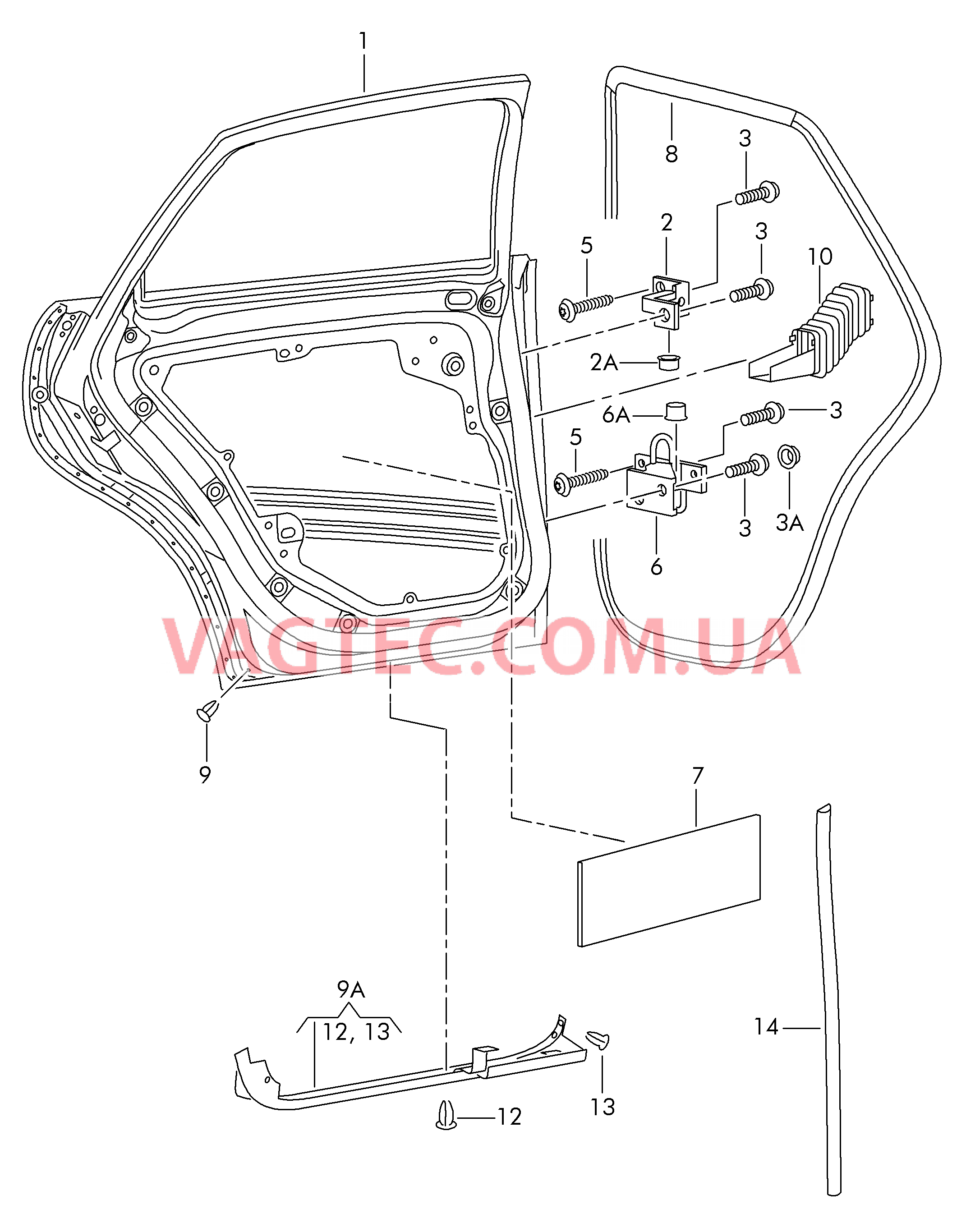 Двери Петля двери Уплотнитель двери  для SEAT CO 2009