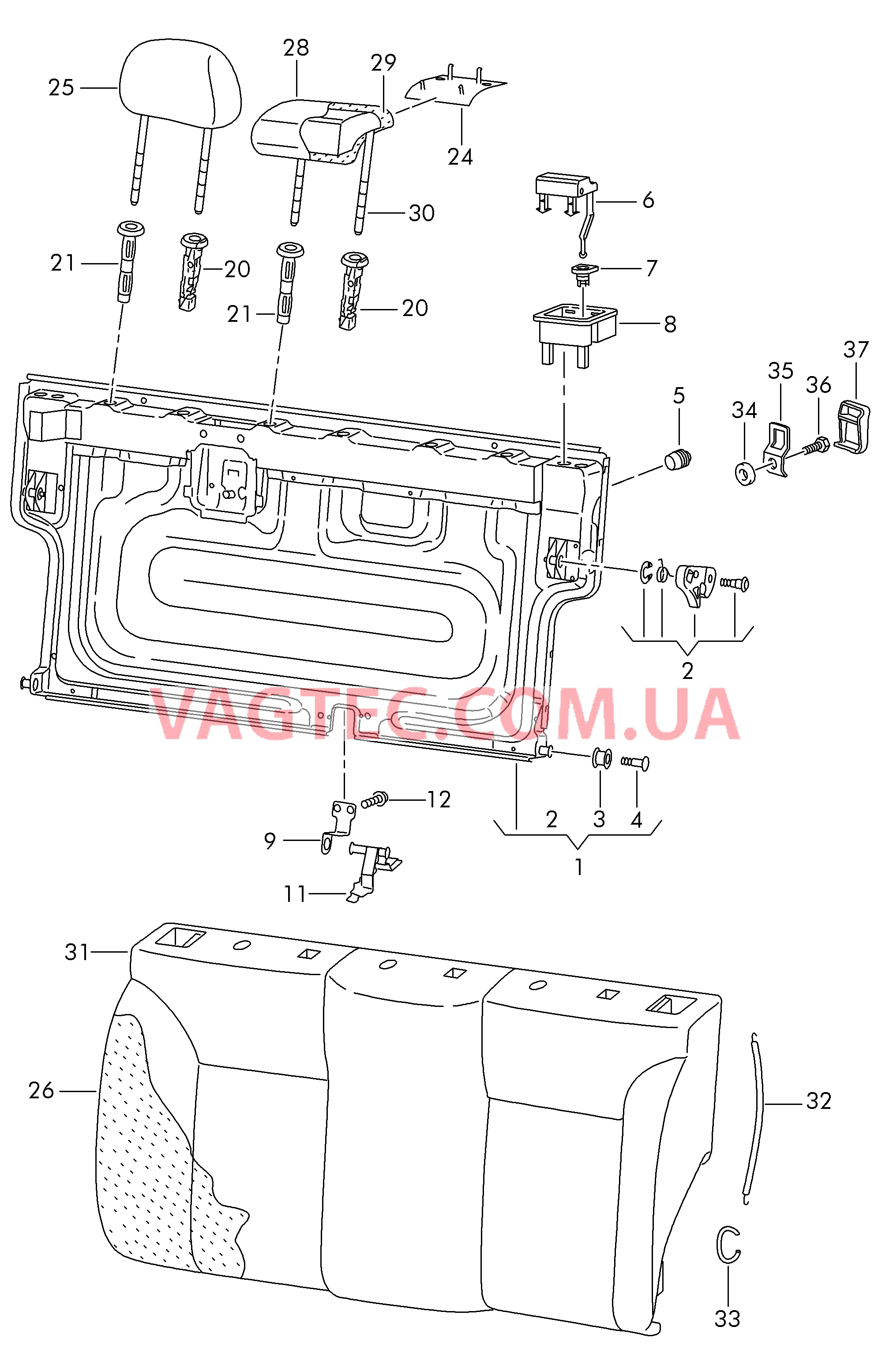 Cпинка  для SEAT CO 2006