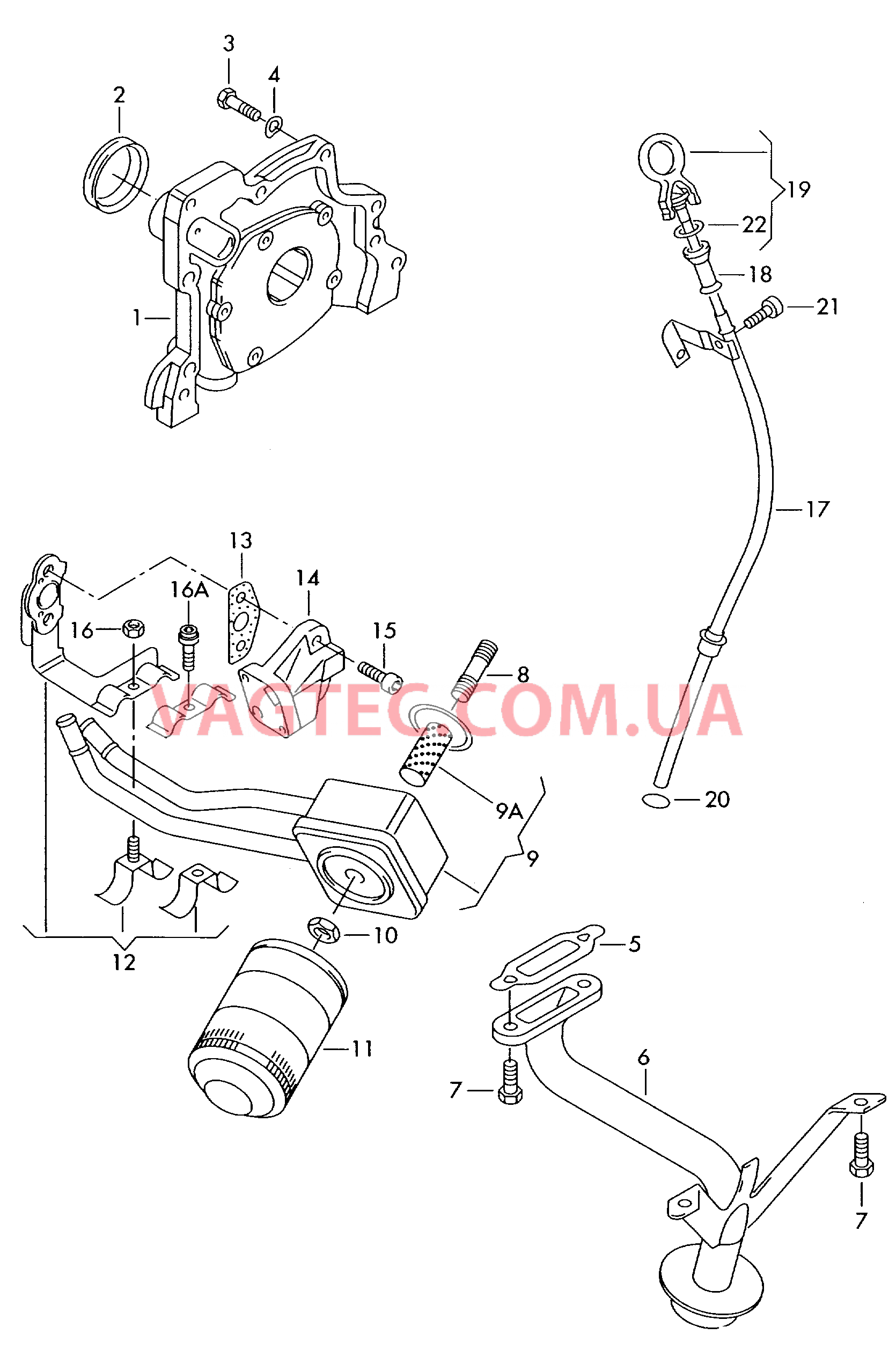 Насос, масляный Фильтр, масляный Маслоизмерительный щуп  для VOLKSWAGEN Bora 2002