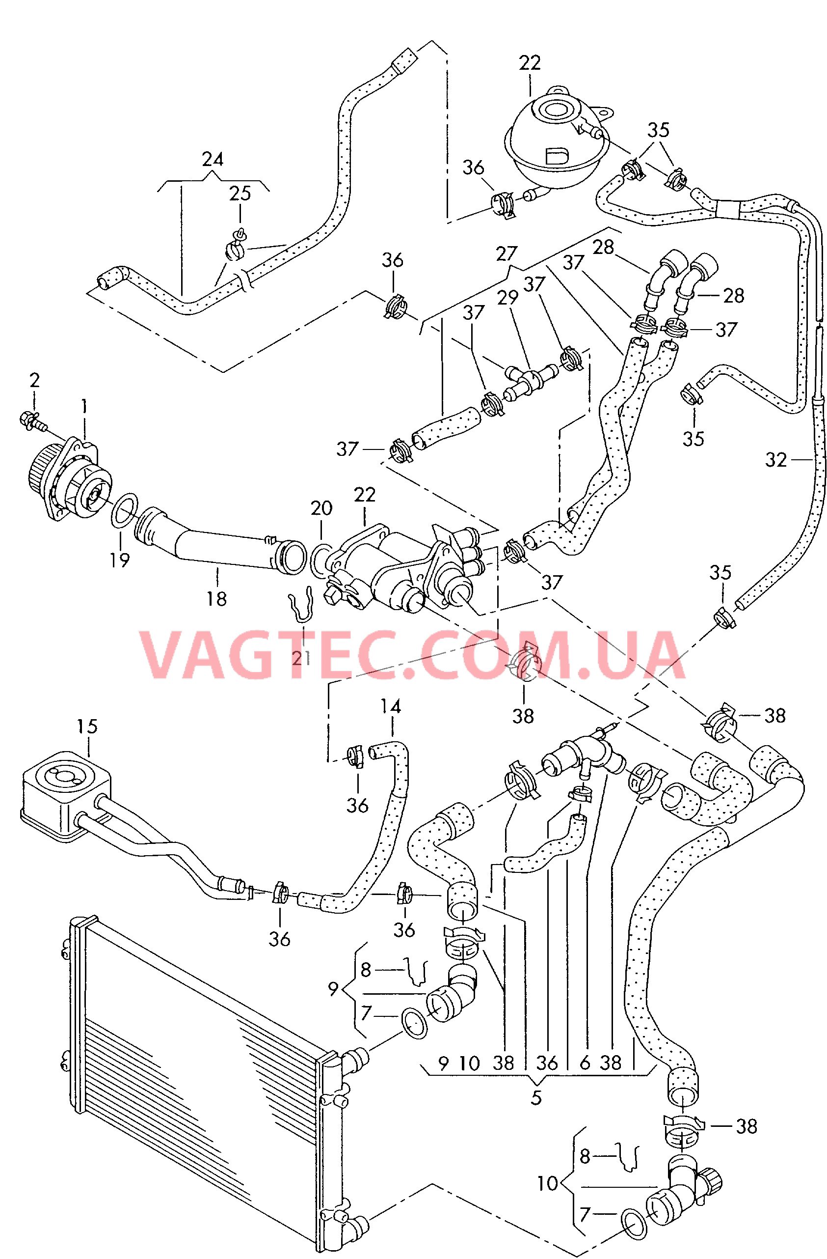 Насос системы охлаждения Жидкостное охлаждение  для VOLKSWAGEN GOLF 2005-1