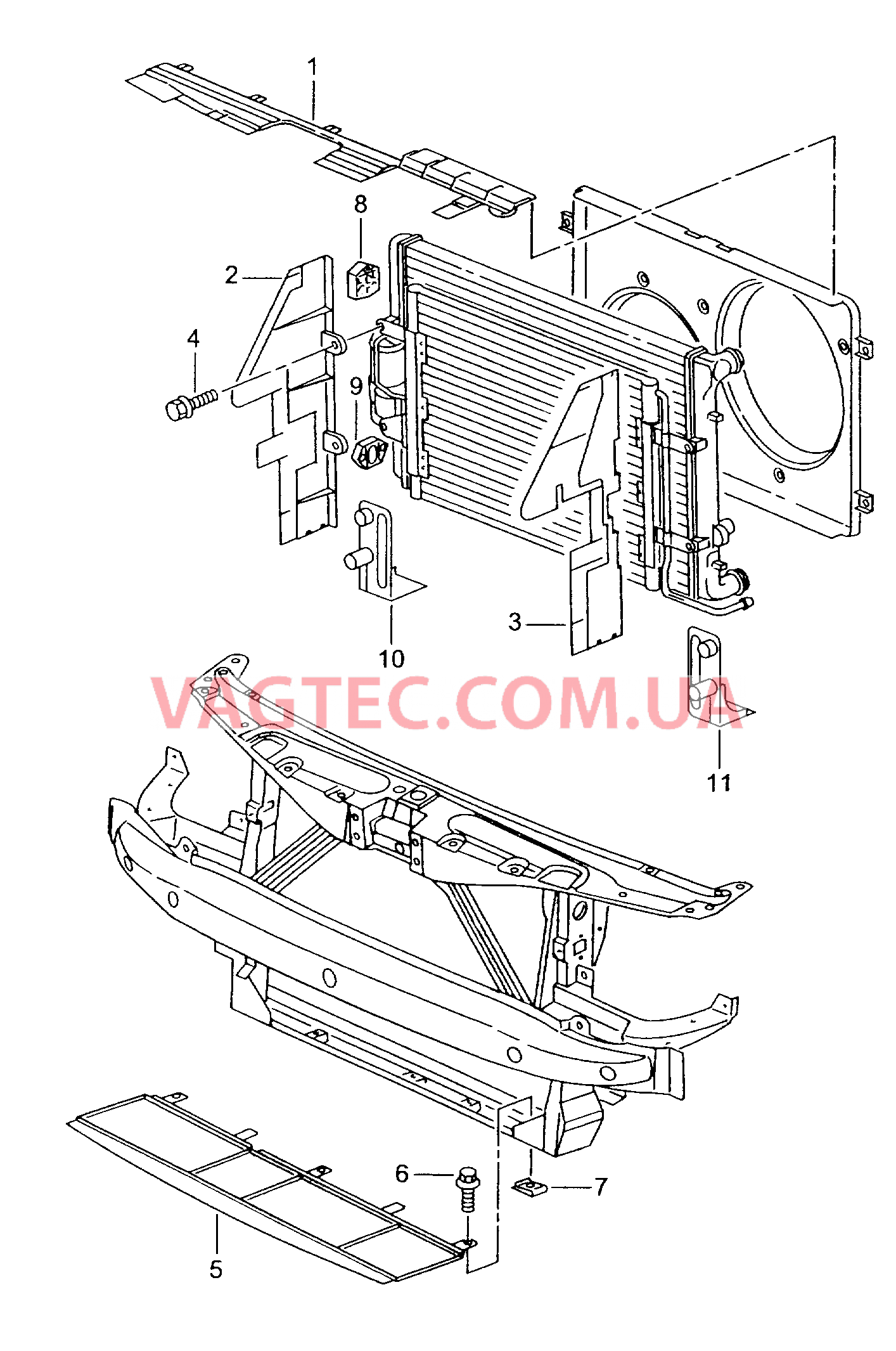 Кожух для радиатора ОЖ Трубопровод пневмосистемы  для SEAT Leon 2000