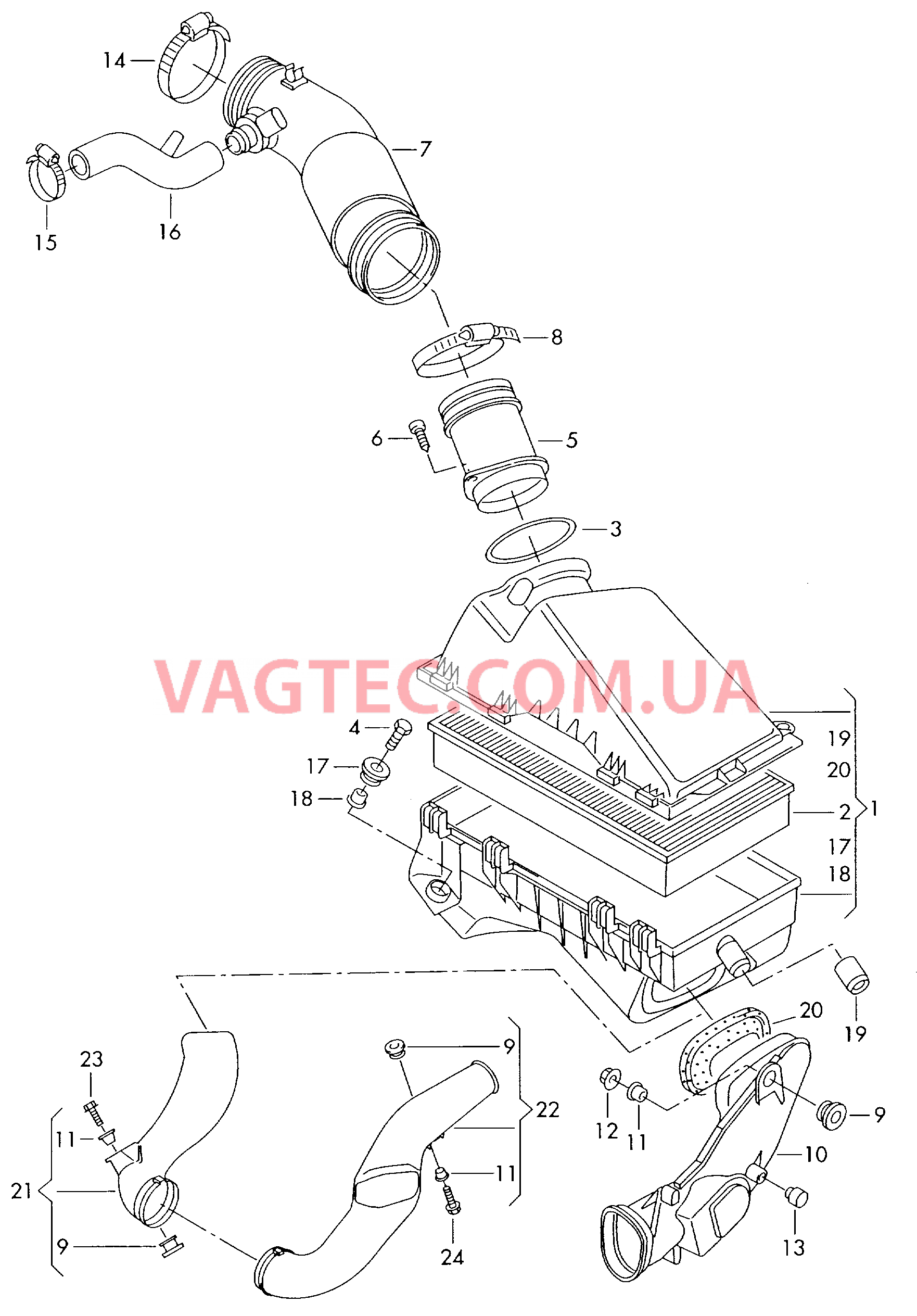 Возд. фильтр с сопутств. деталями  для VOLKSWAGEN GOLF 2002