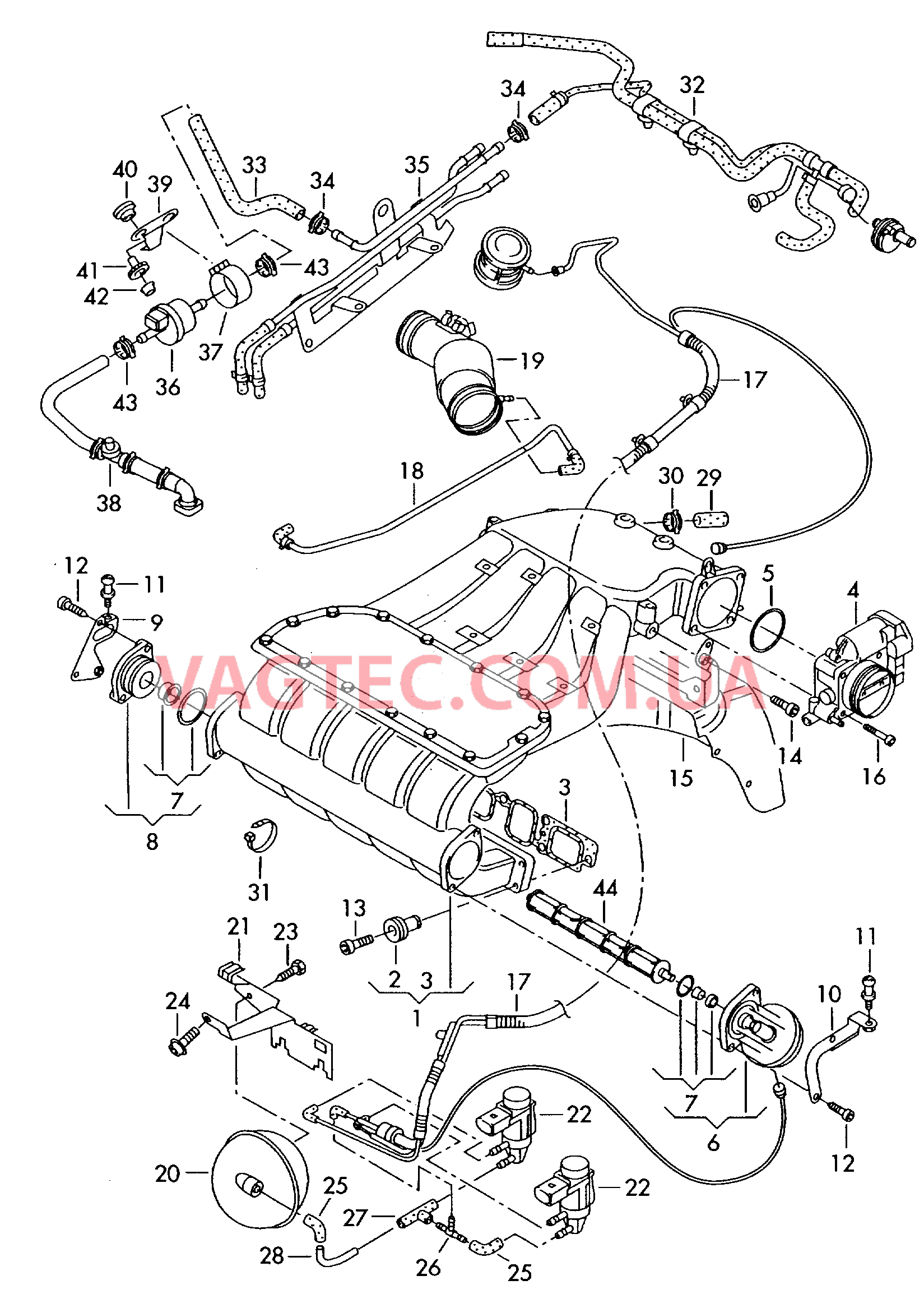  VW GOLF Cистема впуска воздуха  VW GOLF Блок дроссельной заслонки  VW GOLF Вакуумная система  для VOLKSWAGEN GOLF 2000