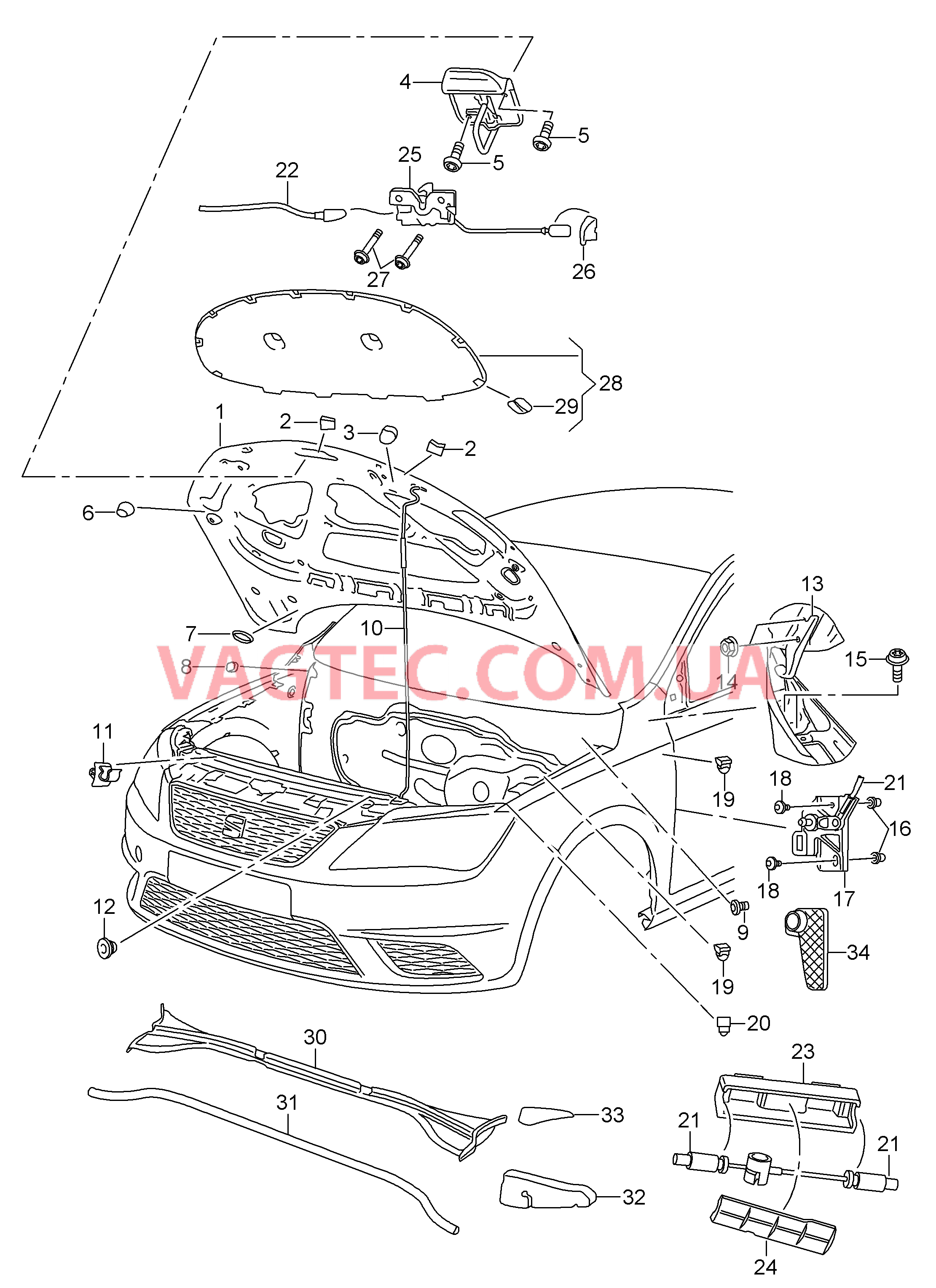 Капот  для SEAT Toledo 2016