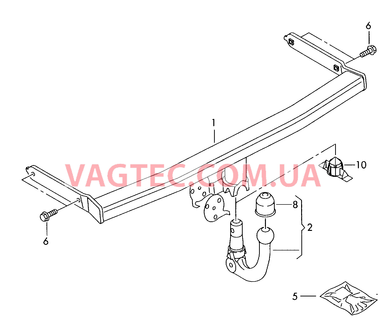 Тягово-сцепное уст-во, съёмное  для VOLKSWAGEN Jetta 2006-1