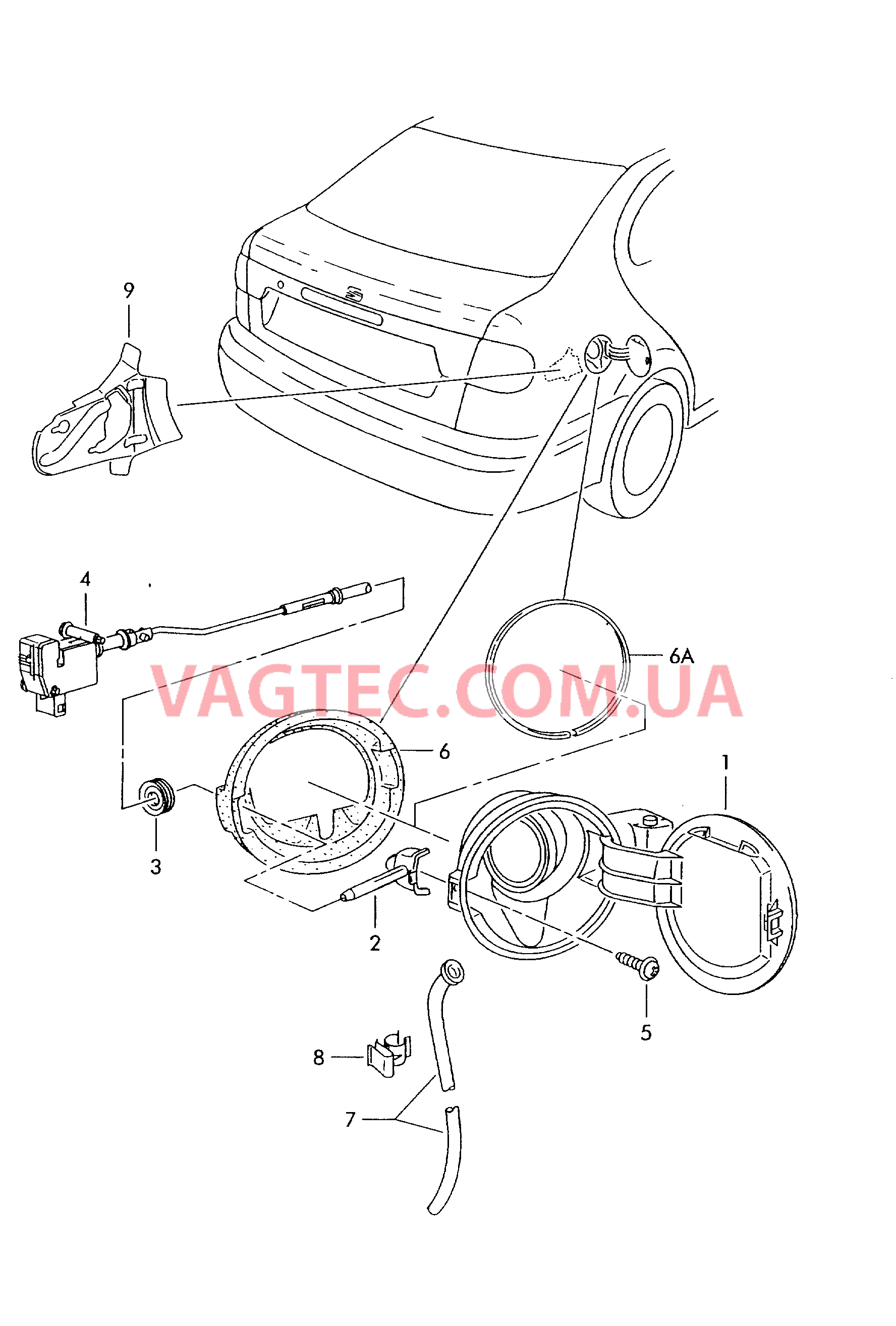 Крышка лючка залив. горловины  для SEAT Toledo 2004