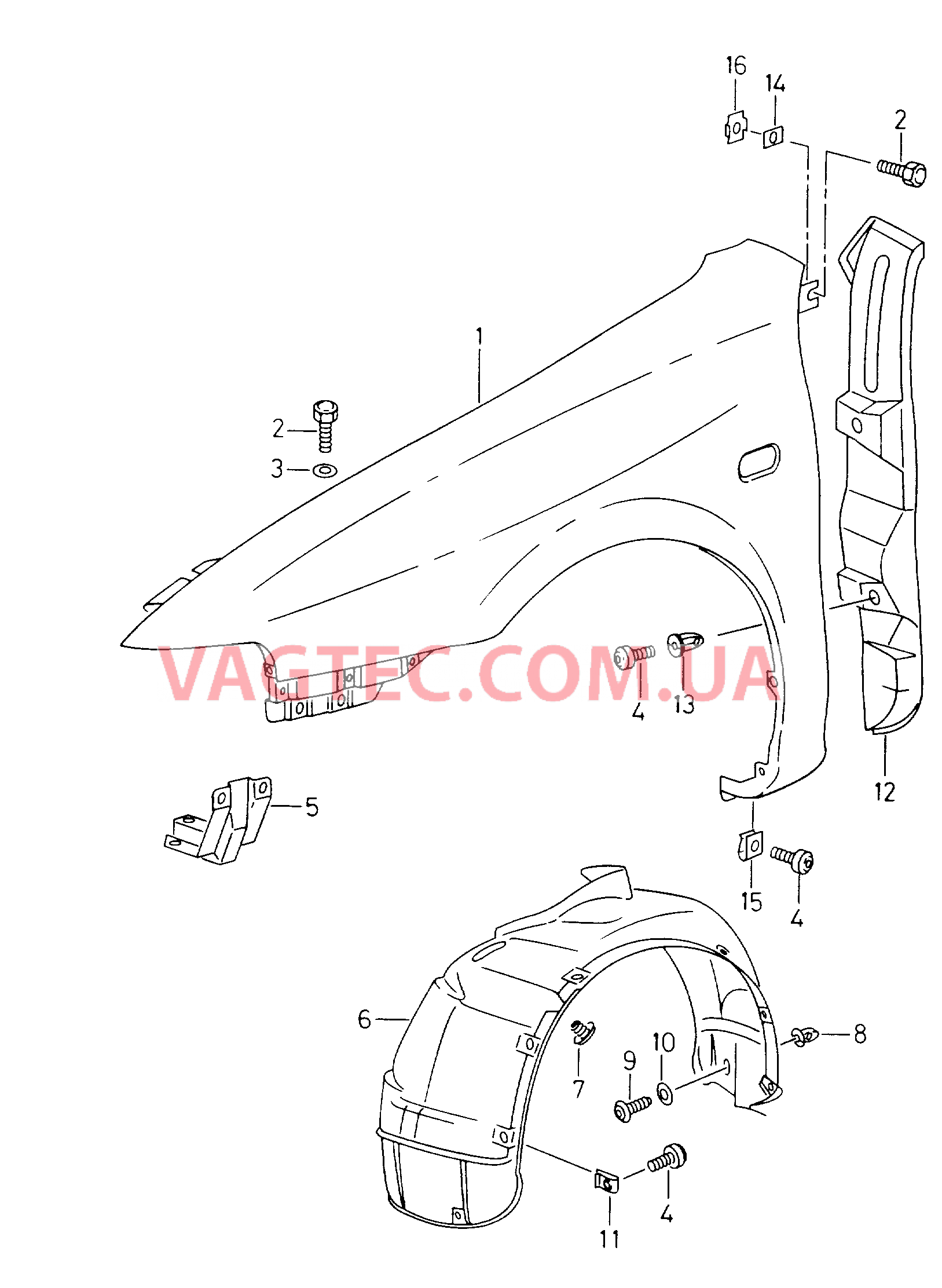 Крыло Пластик локера колесной арки  для SEAT Leon 2000