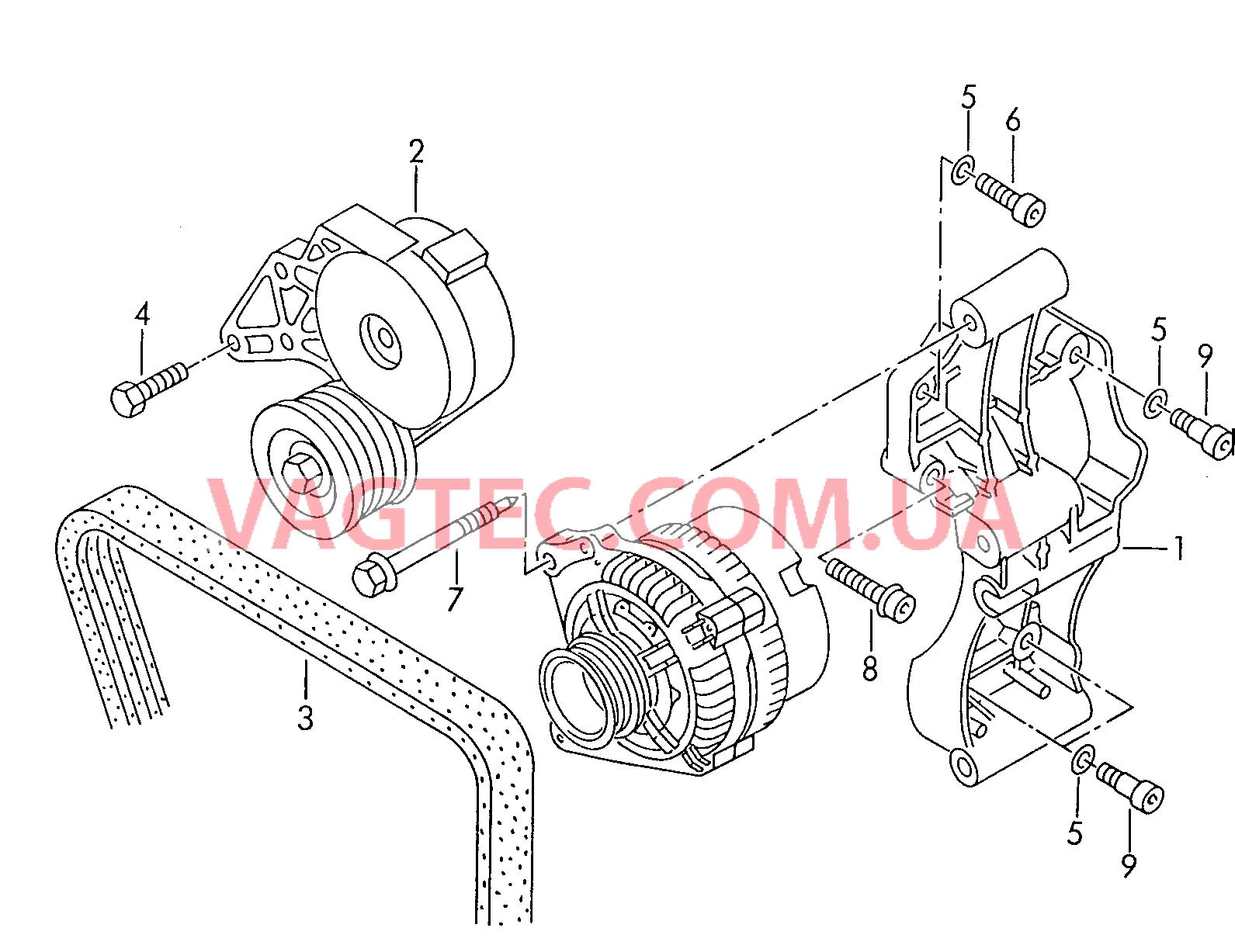 Детали подключения и крепления для генератора  Поликлиновой ремень  для VOLKSWAGEN Transporter 2009-1