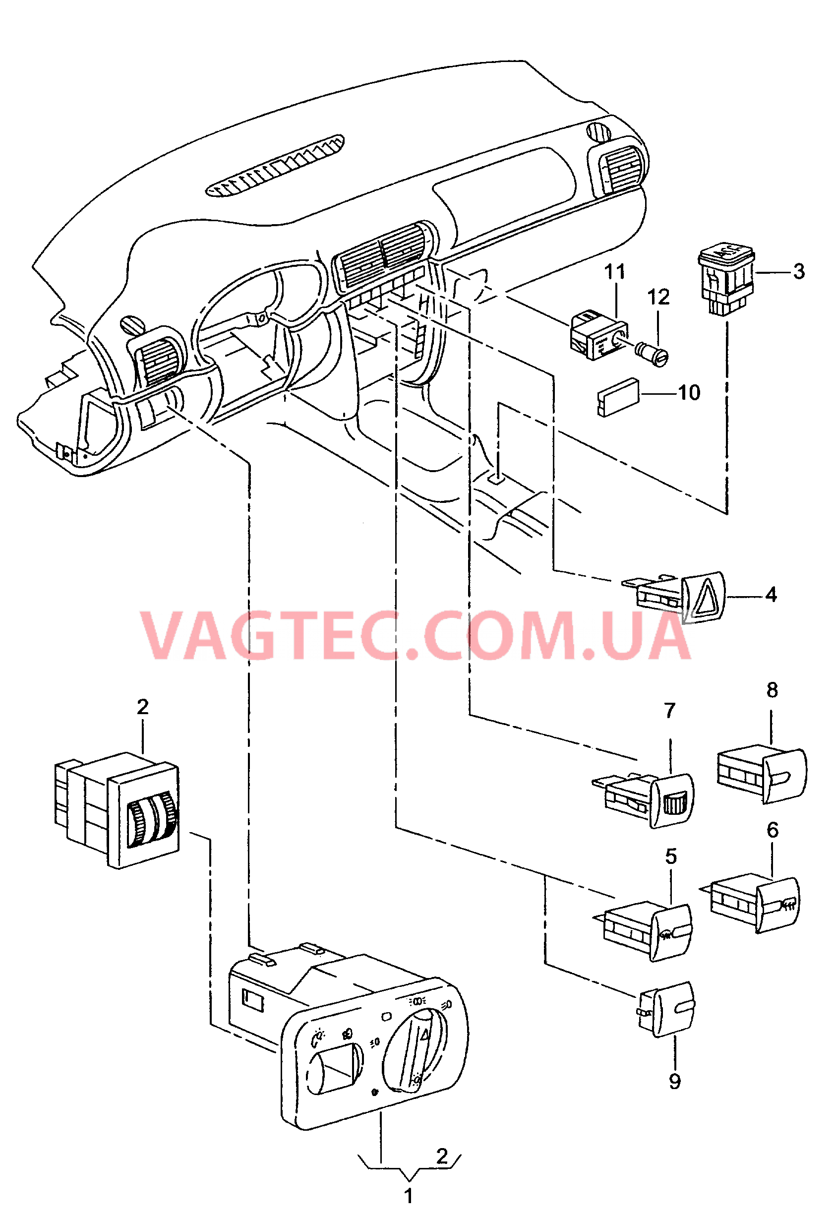 Выключатель в панели приборов  для SEAT Toledo 2003