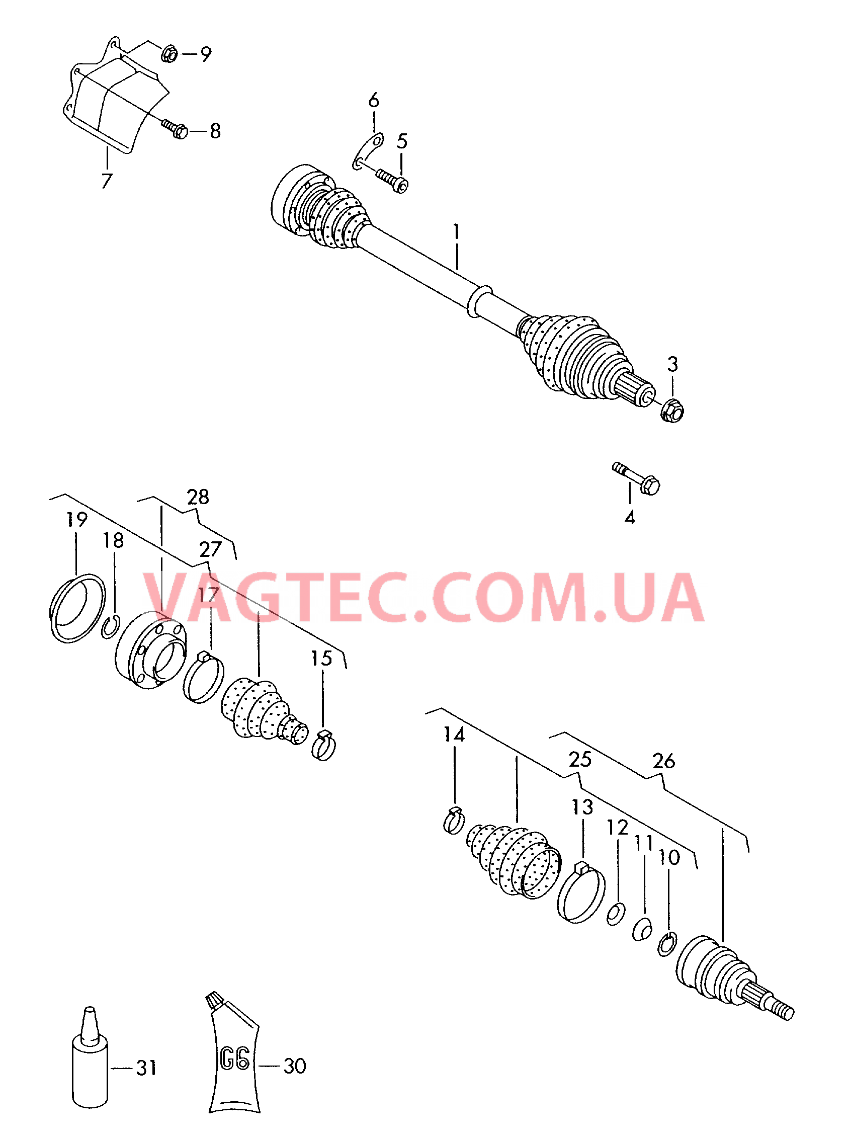 Приводной вал для 6-ступен. механической КП   F 1M-3-109 001>> для SEAT Toledo 2004