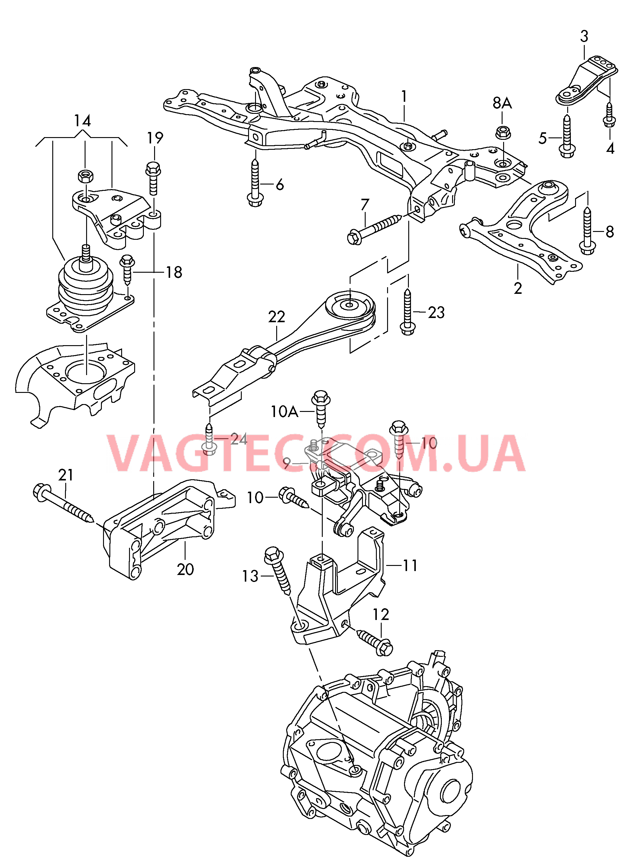 Детали крепления для двигателя и КП  для SEAT Ibiza 2010-1
