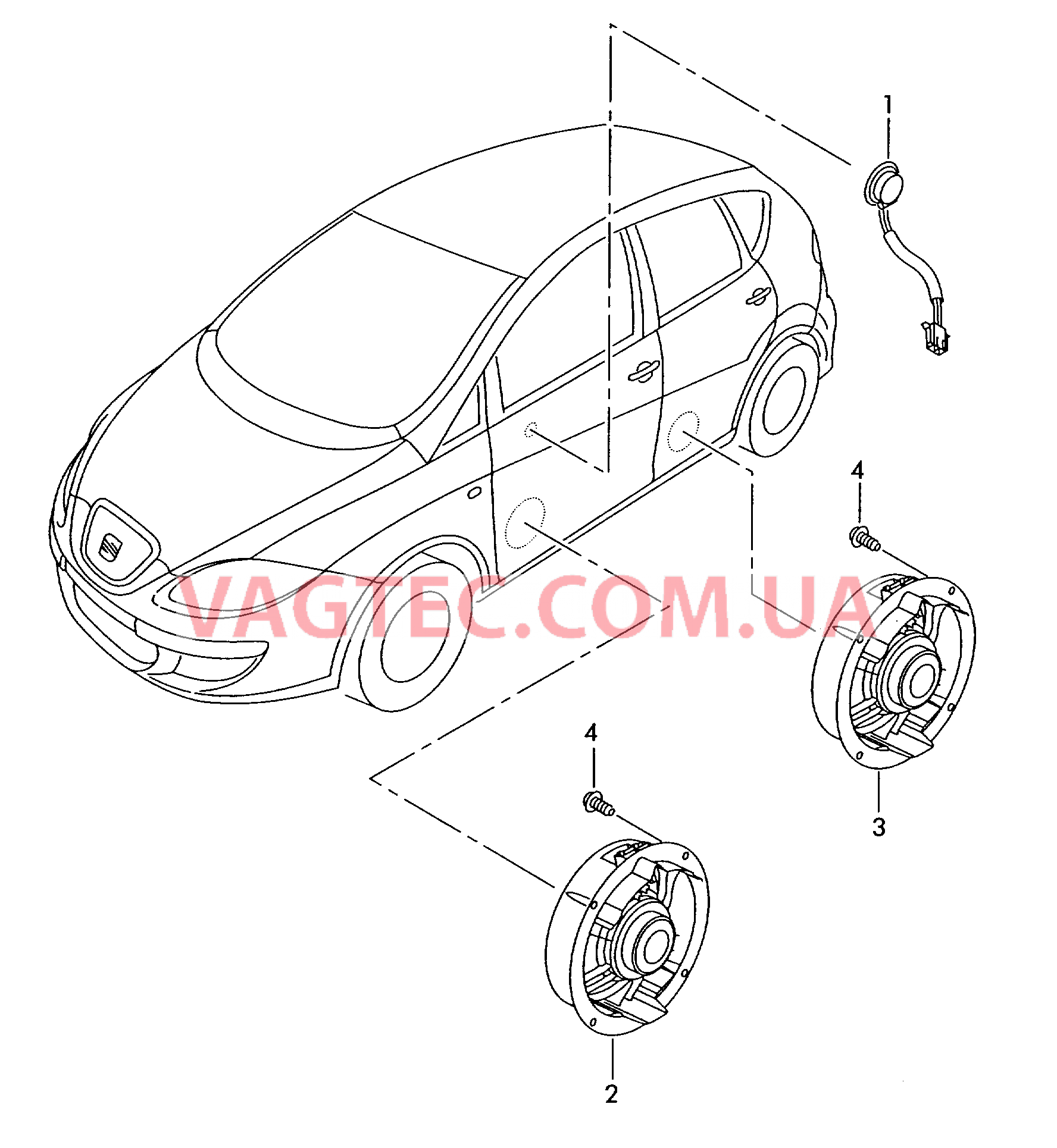 Электрические детали акустической системы  Разъём AUX-IN  для SEAT Leon 2008