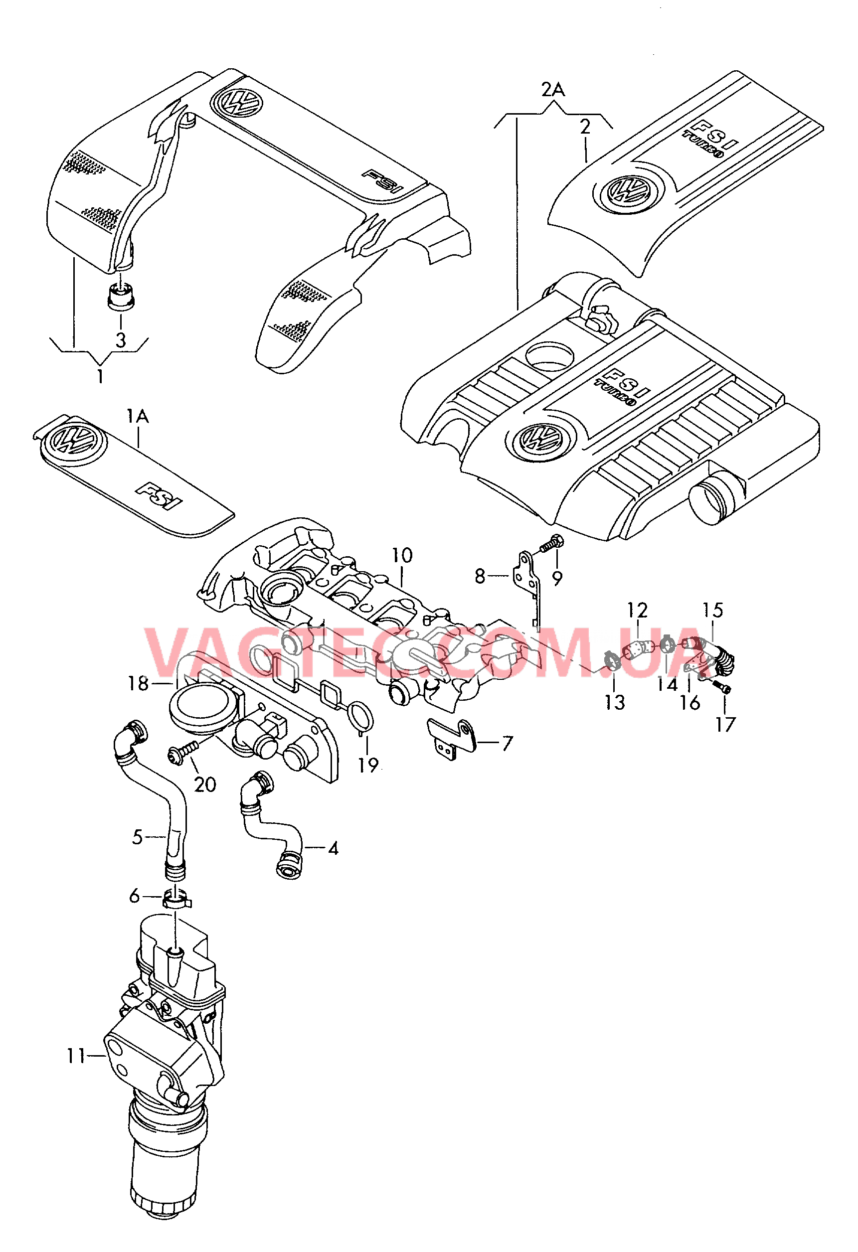 Защита картера двигателя Вентиляция для блока цилиндров  для VOLKSWAGEN GOLF 2004-1