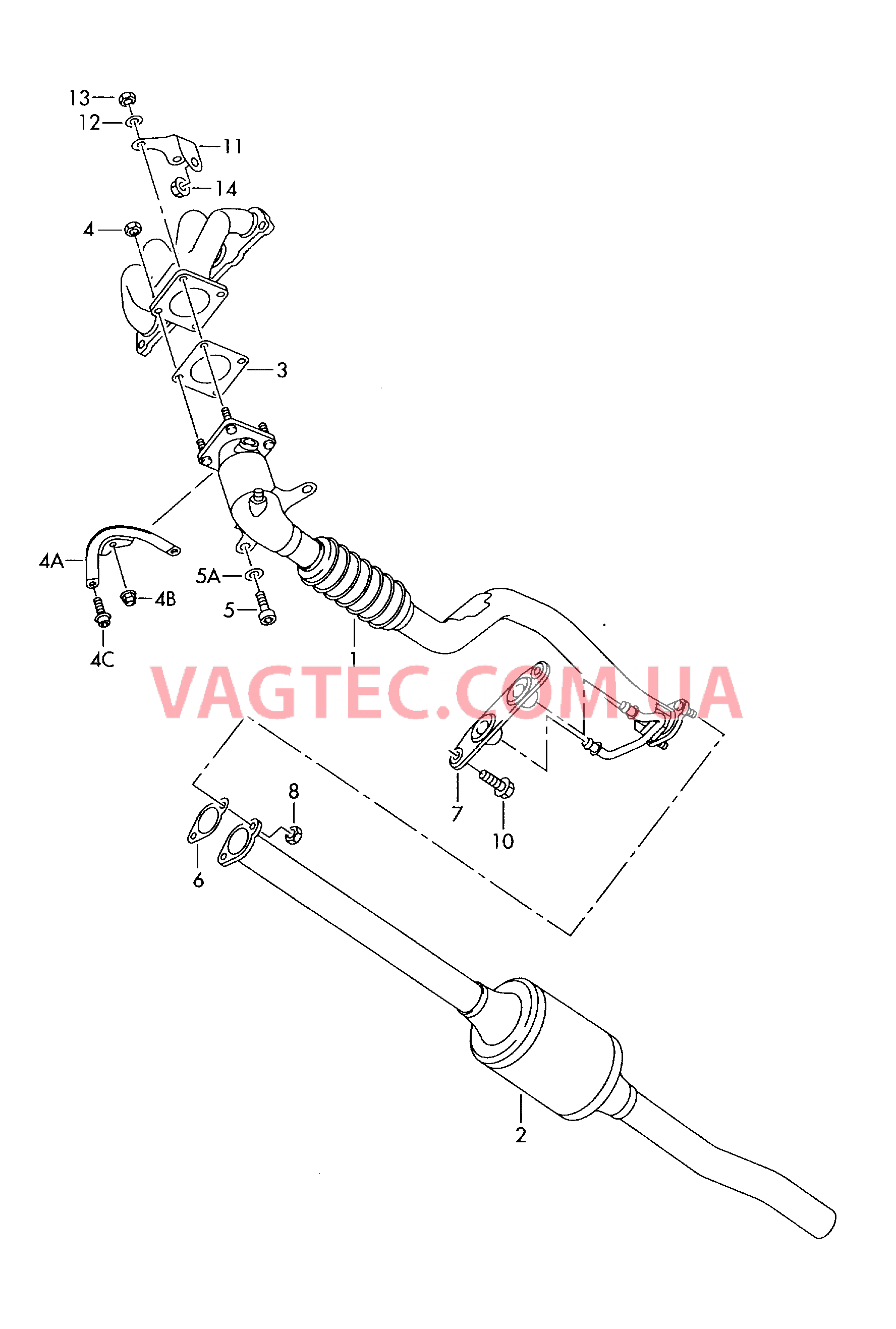 Труба ОГ с предв.нейтрализат. Нейтрализатор  для VOLKSWAGEN Caddy 2005