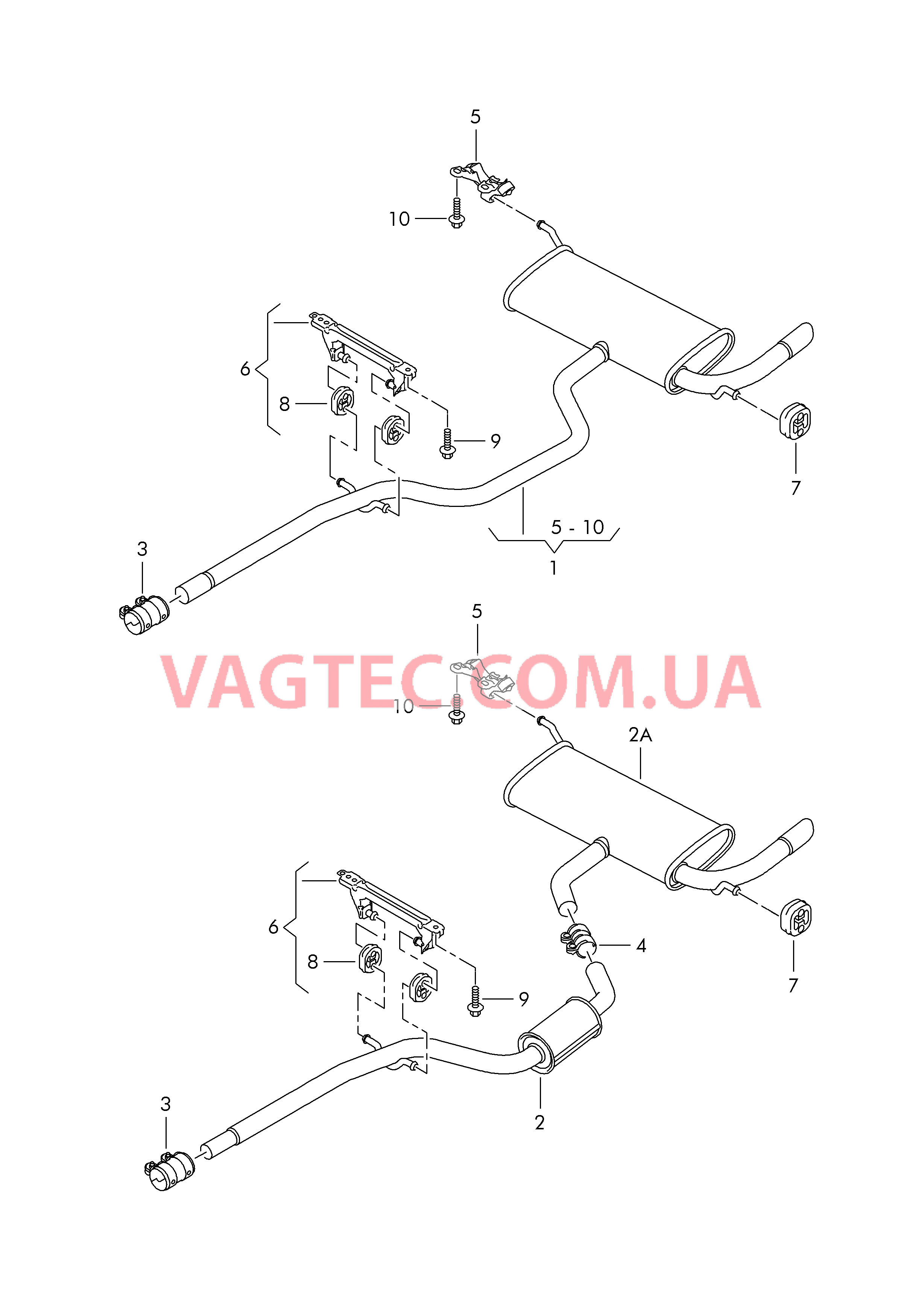 Пром. труба с задним глушителем  Передний глушитель Задний глушитель  для SEAT Altea 2015