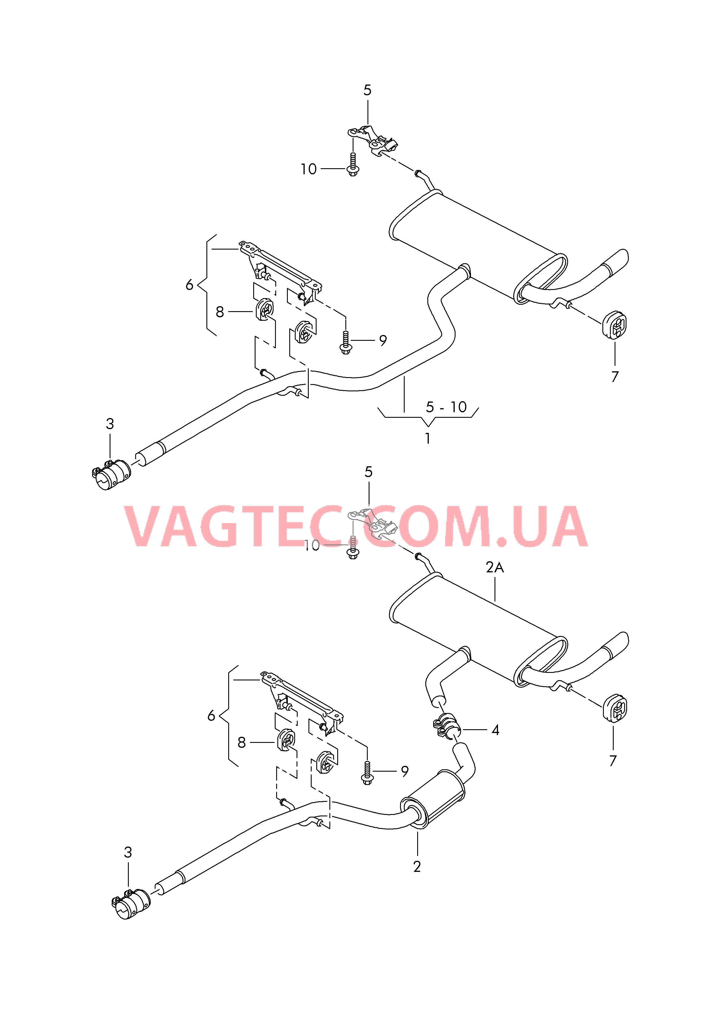 Промежуточная труба Задний глушитель   F 5Р-5-090 001>>* для SEAT Toledo 2006