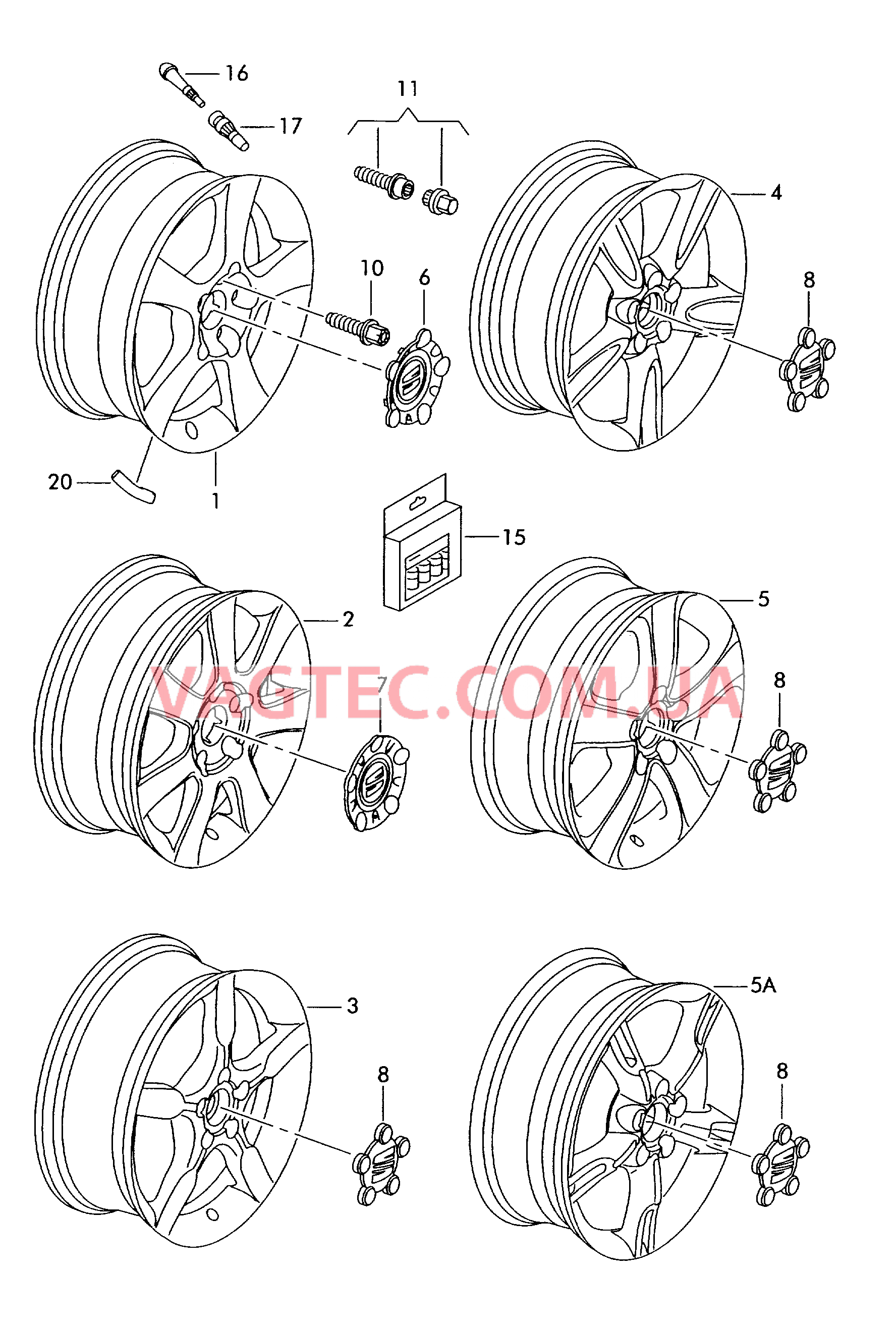 Алюминиевый диск        также см. иллюстрацию:  для SEAT Toledo 2005