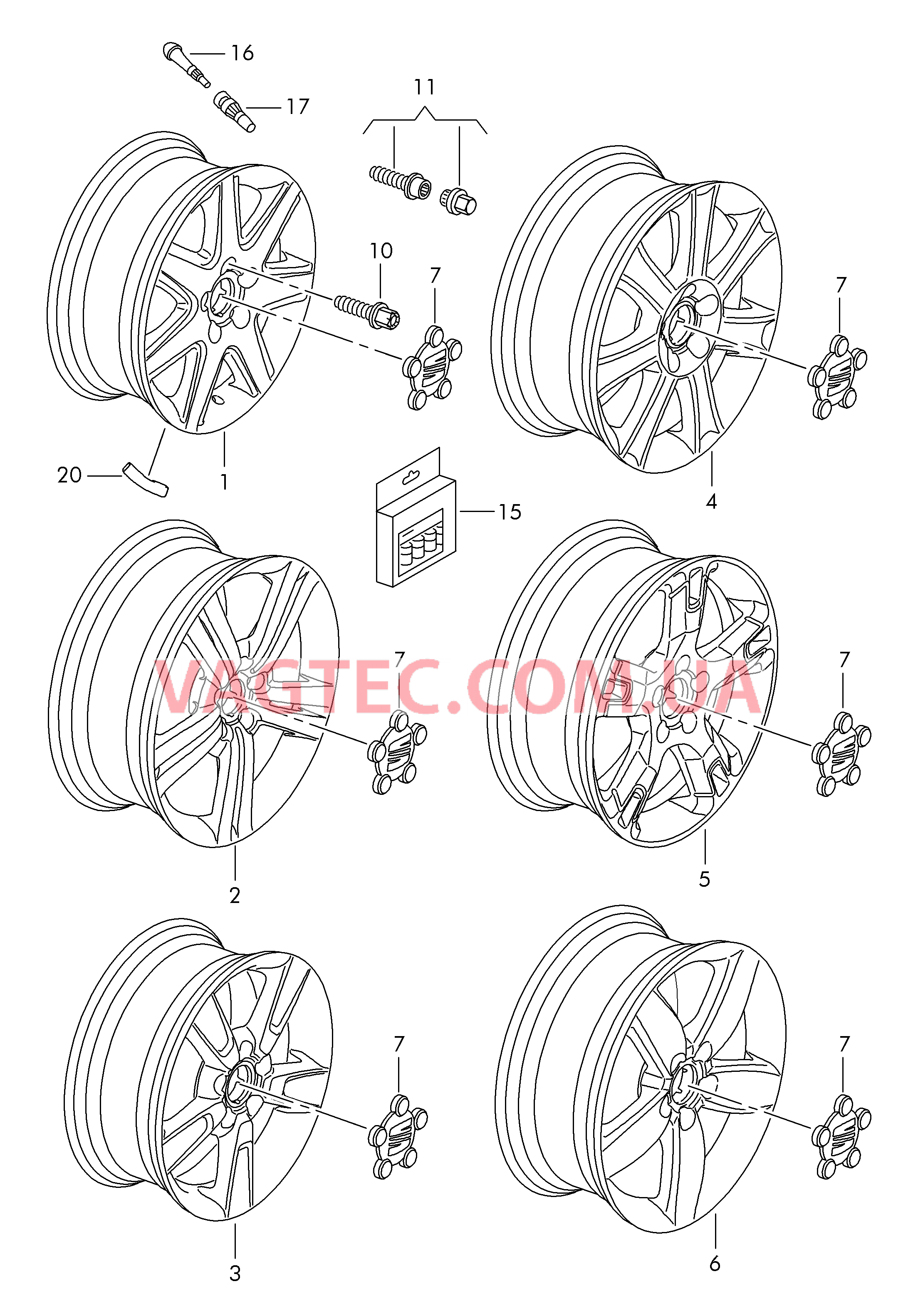 Алюминиевый диск        также см. иллюстрацию:  для SEAT Altea 2008