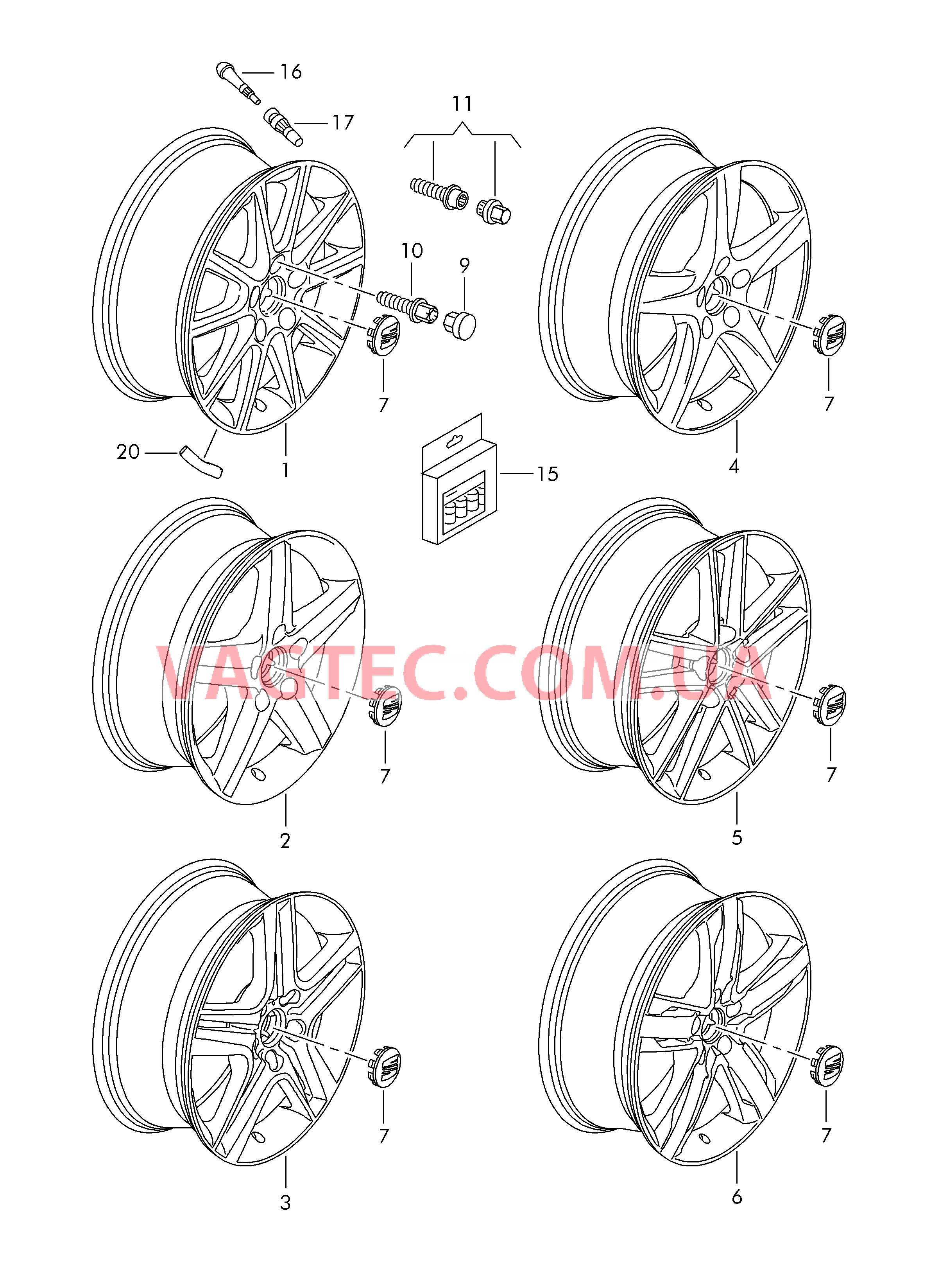 Алюминиевый диск        также см. иллюстрацию:  для SEAT Altea 2007