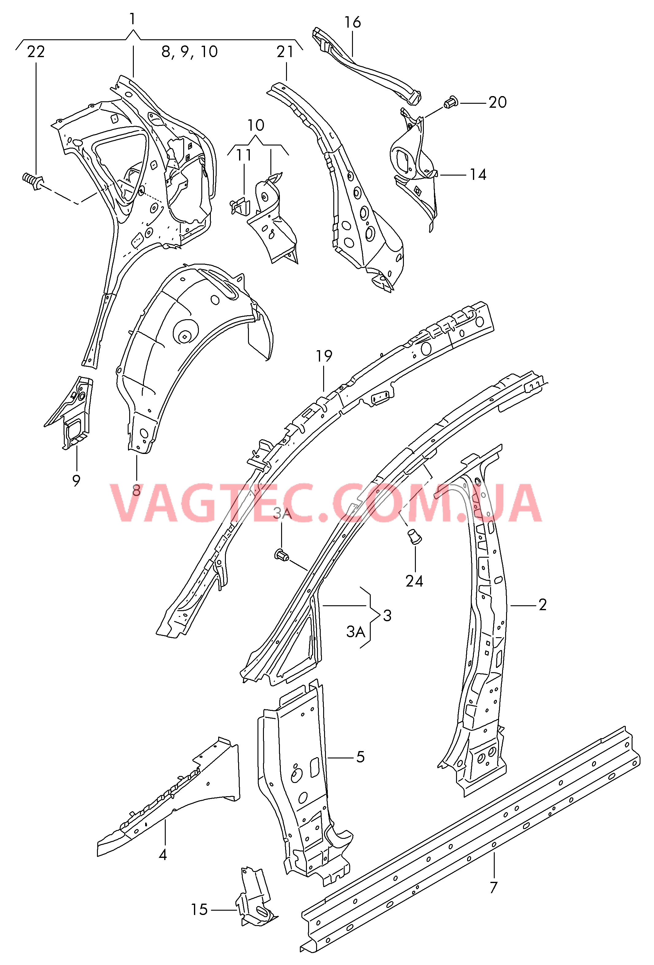 Деталь боковая  для SEAT Altea 2005