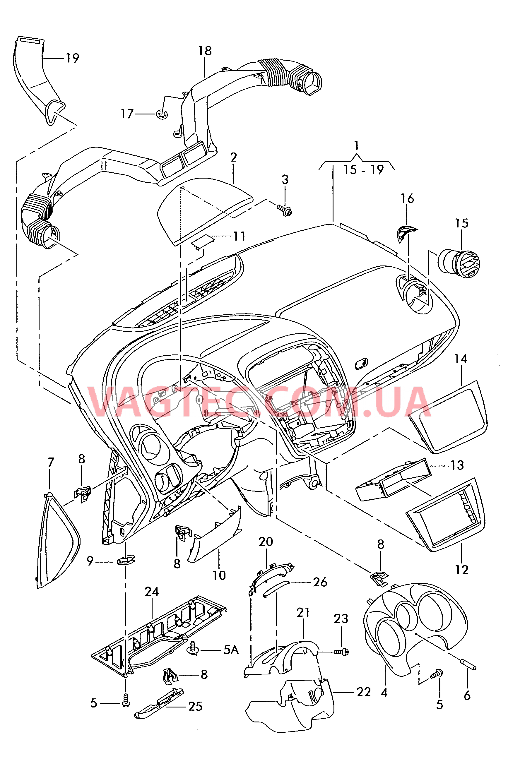 Панель приборов Детали, встроен. в пан. приб.   F             >> 5Р-6-061 320* для SEAT Toledo 2005
