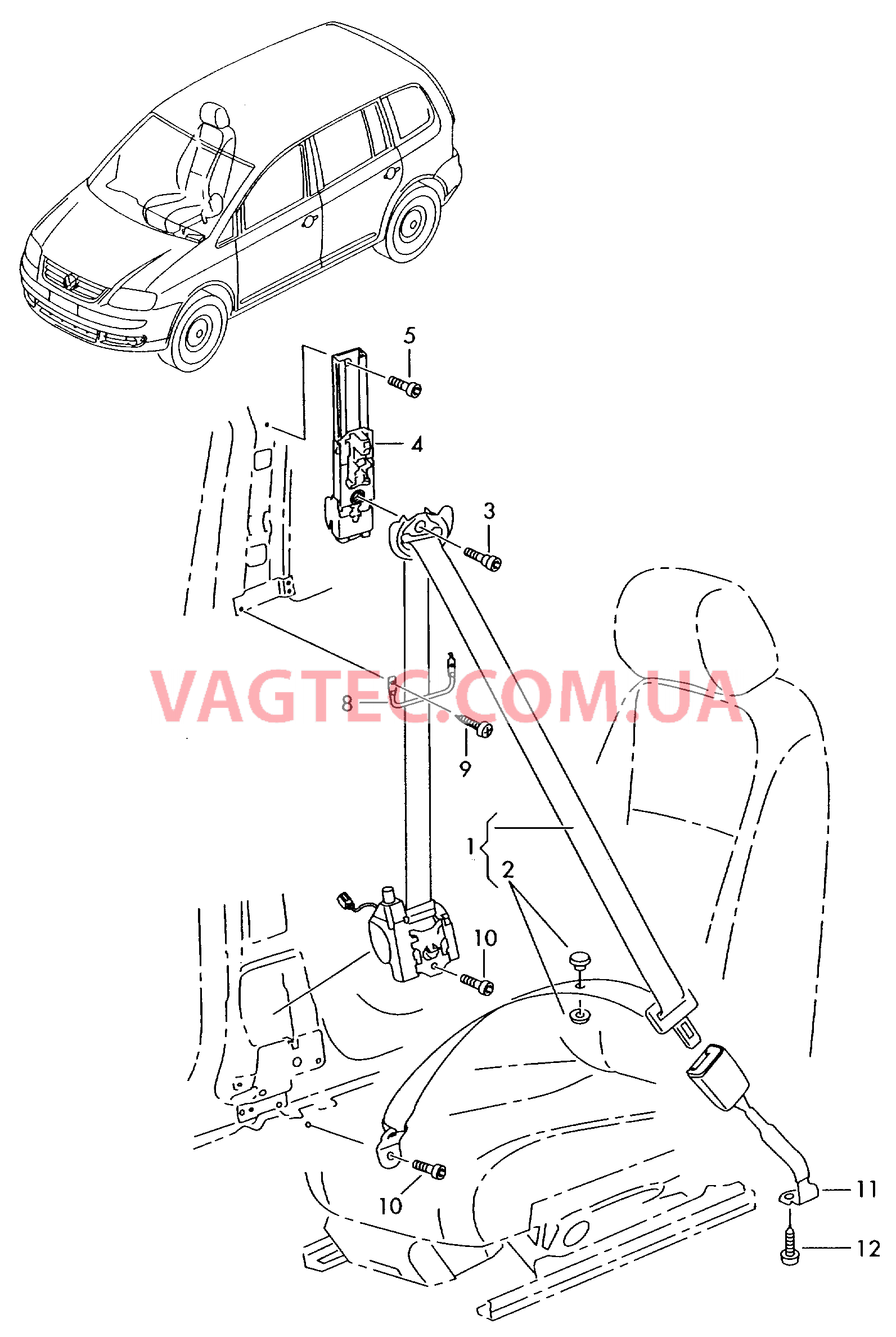Трехточечн. ремень безопасн.  для VOLKSWAGEN Touran 2010