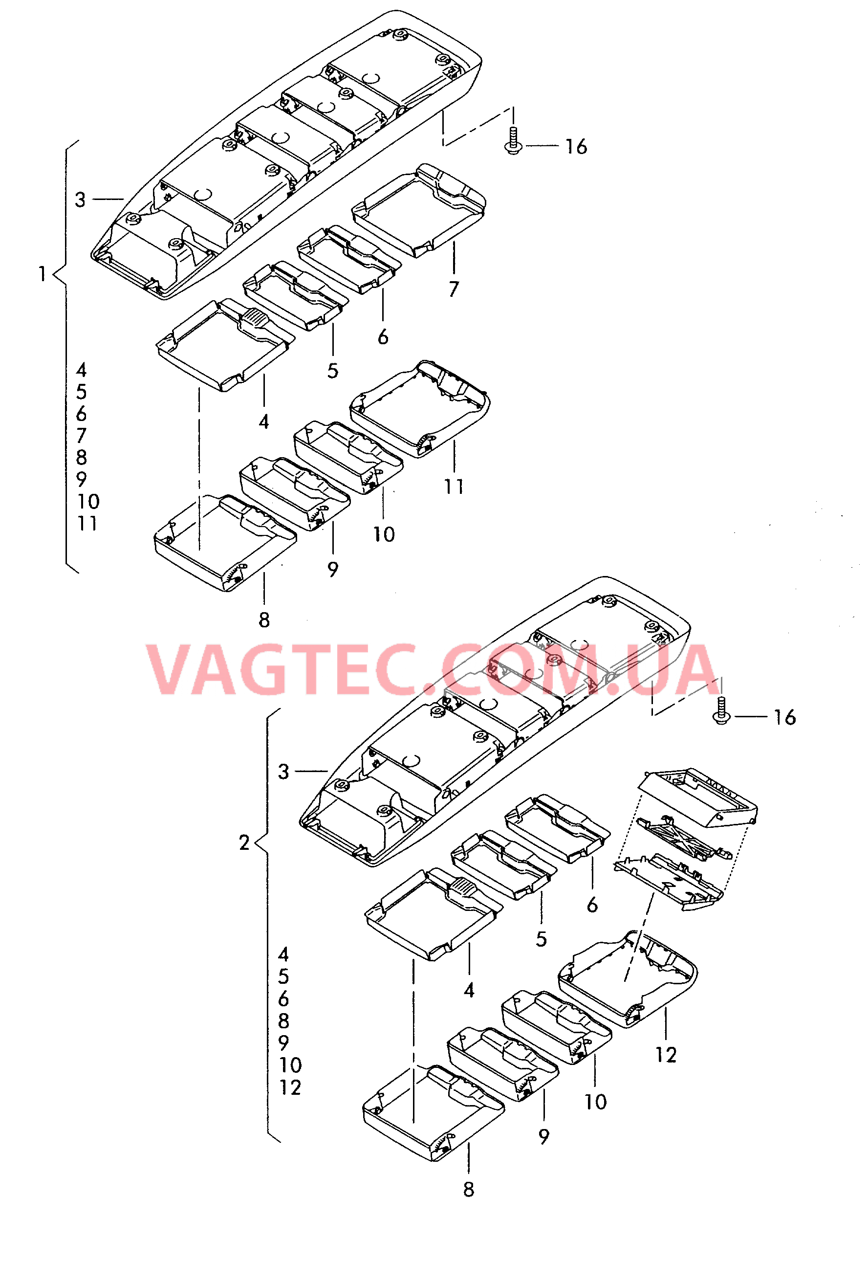 Потолочн.консоль с вещ.отсеком  для SEAT Altea 2011