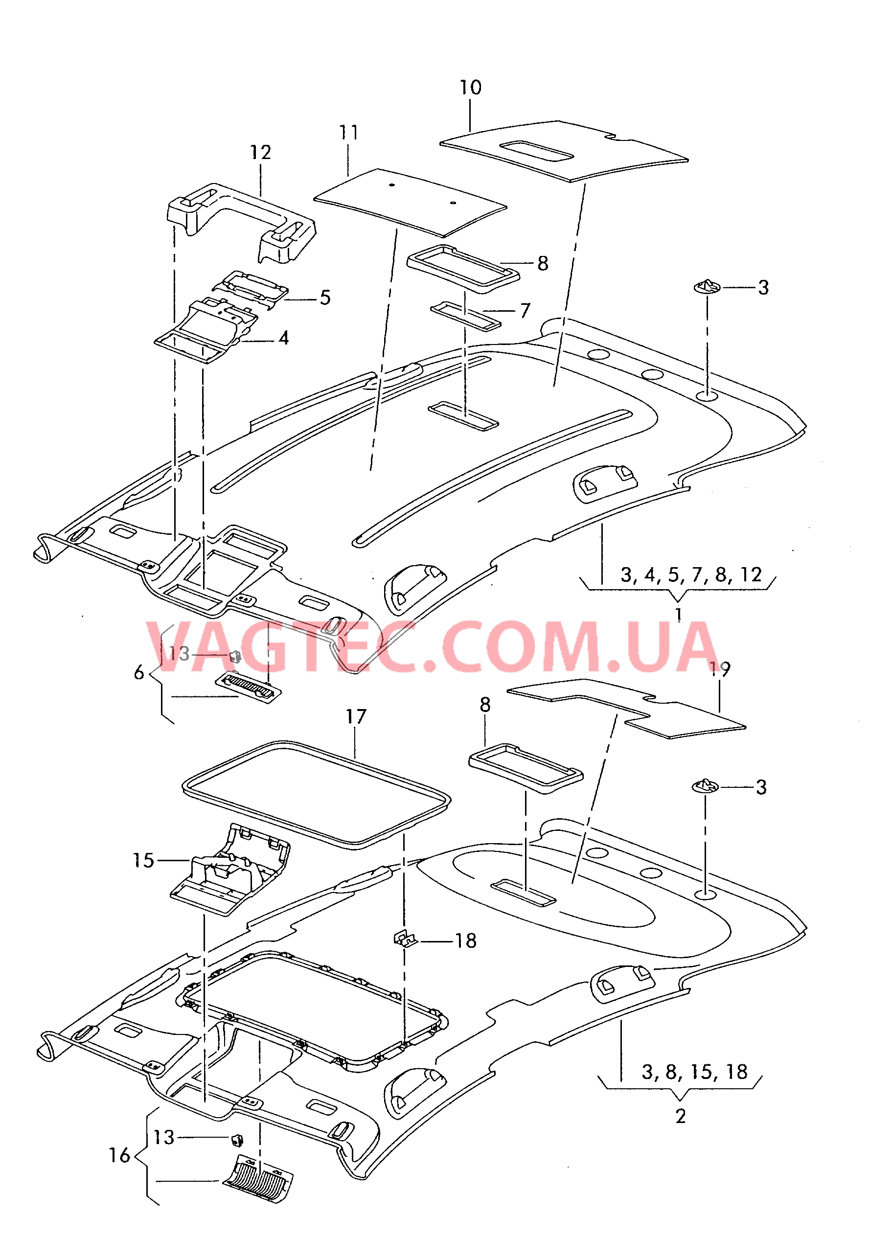 Формованная панель потолка Шумоизоляция крыши  для SEAT Toledo 2005