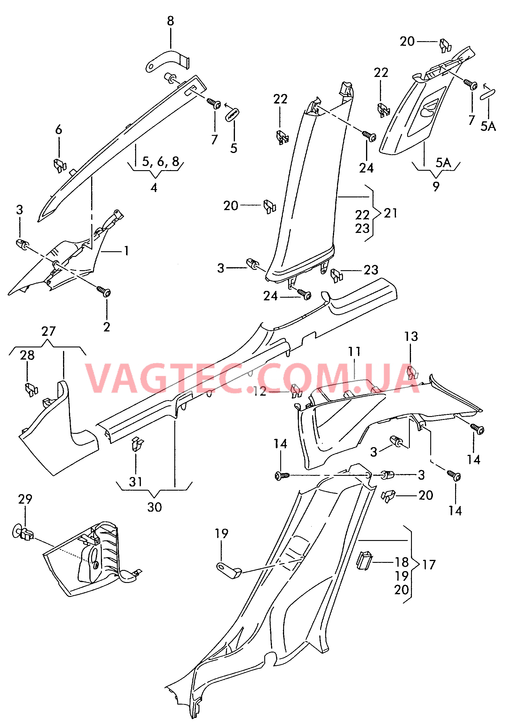 Облицовка стойки  для SEAT Toledo 2006