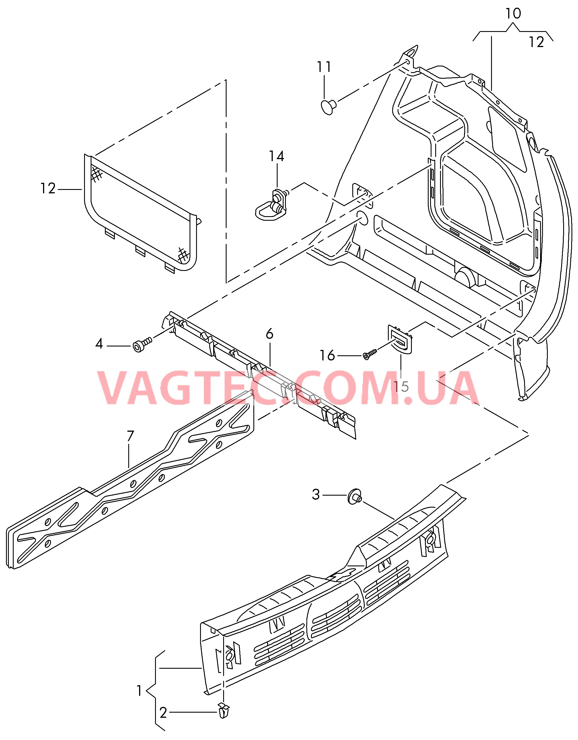 Обшивки багажника Облицовка задней панели  Держатель накладки  для SEAT Toledo 2007