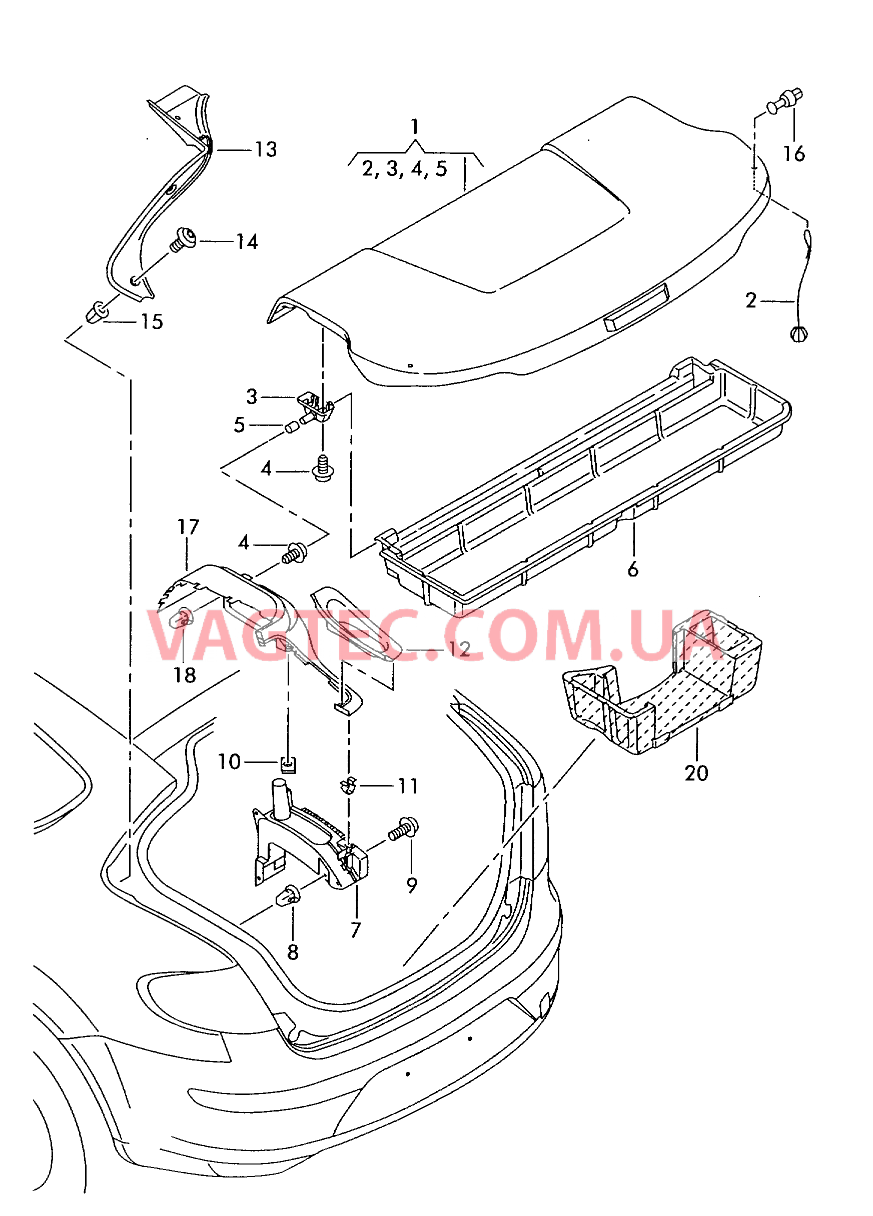 Обивка задней полки .  Обивка багажного отсека  для SEAT Toledo 2006