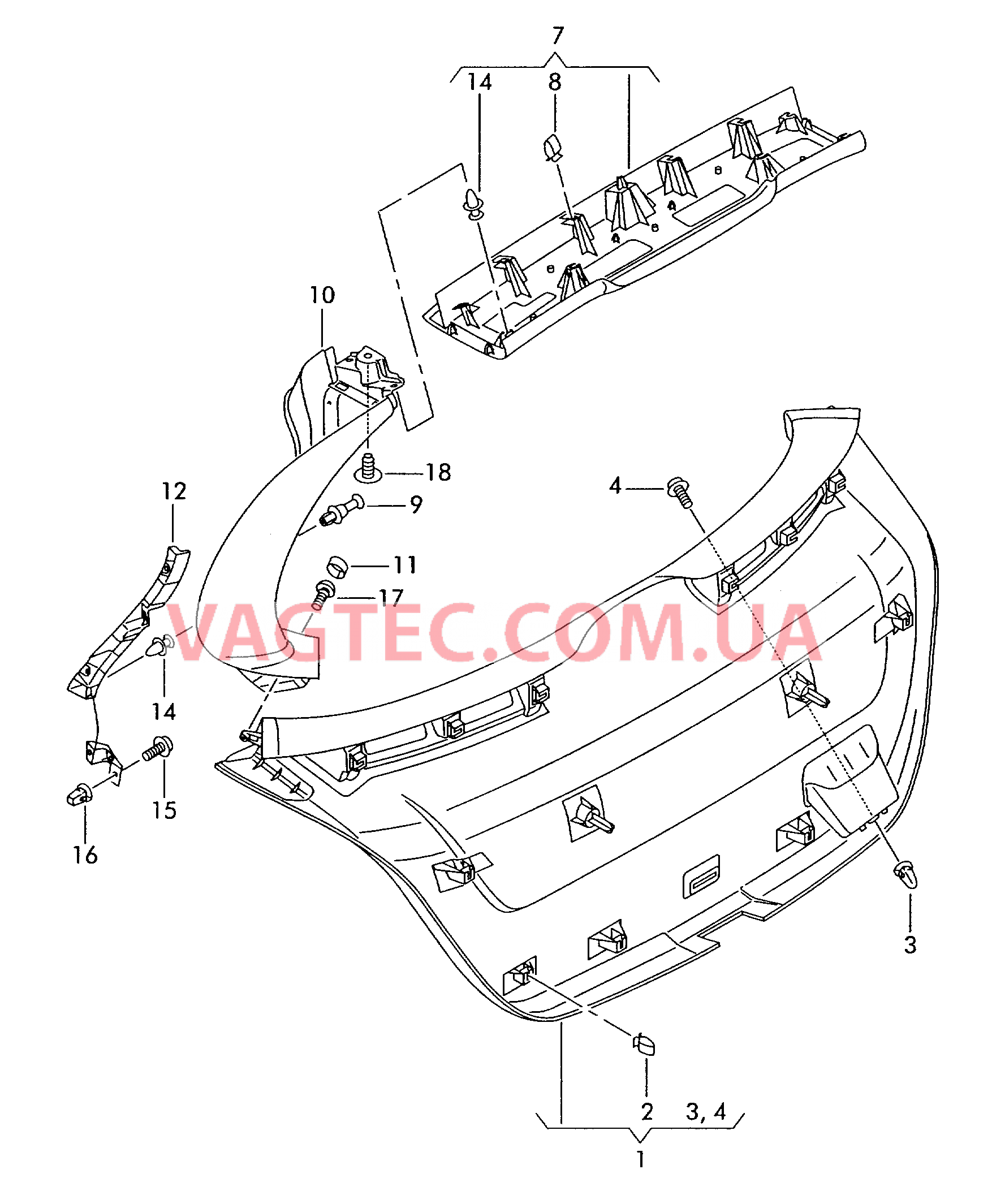 Облицовка крышки багаж. отсека Крышка обшивки багажника  Опора  для SEAT Toledo 2007