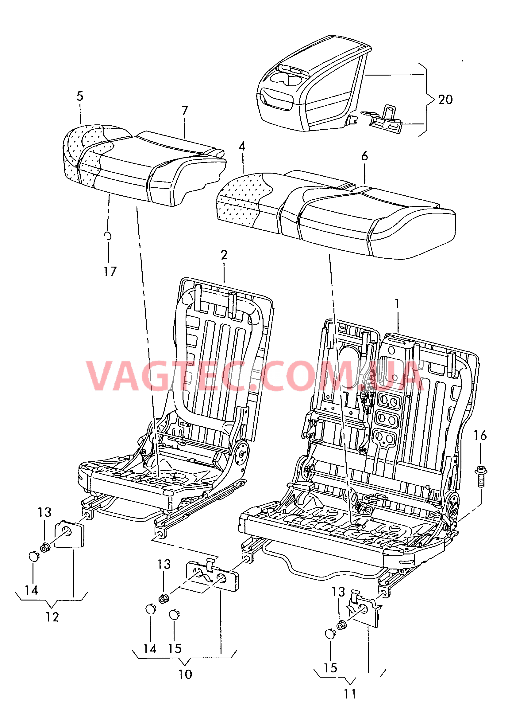 Cиденье, разделенное  F             >> 5Р-5-165 000 для SEAT Altea 2006