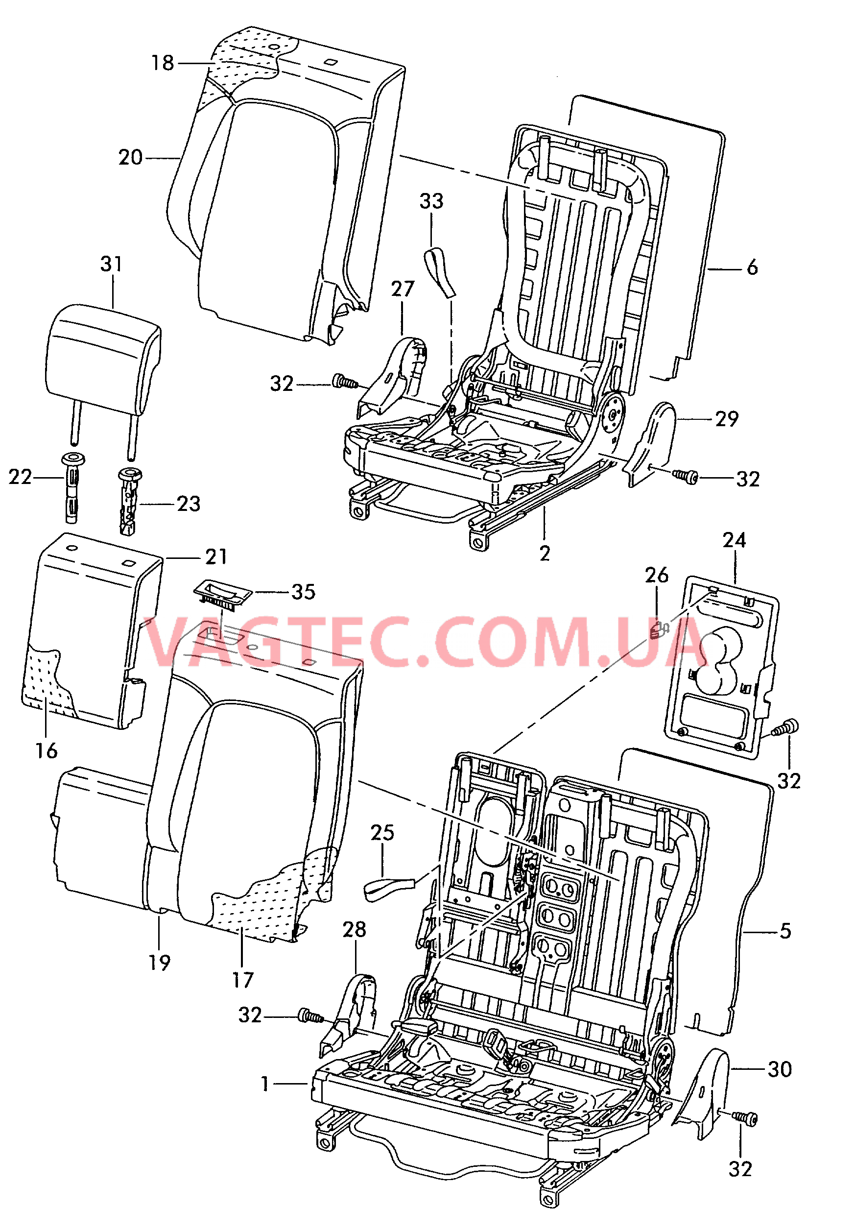 Спинка, раздельная  F             >> 5Р-5-165 000 для SEAT Toledo 2008