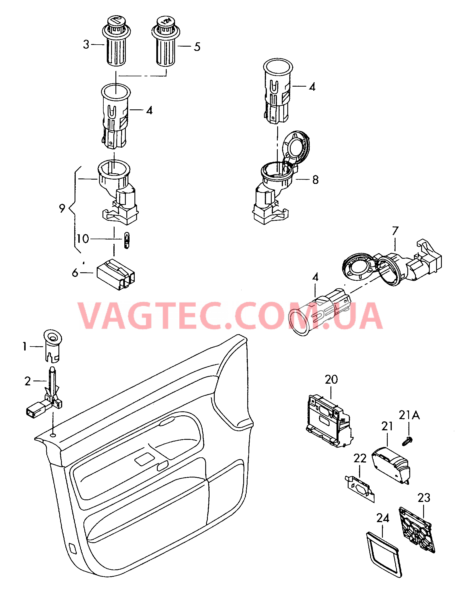 KOнтрольные лампы Штепсельный разъем Прикуриватель  для VOLKSWAGEN EOS 2006