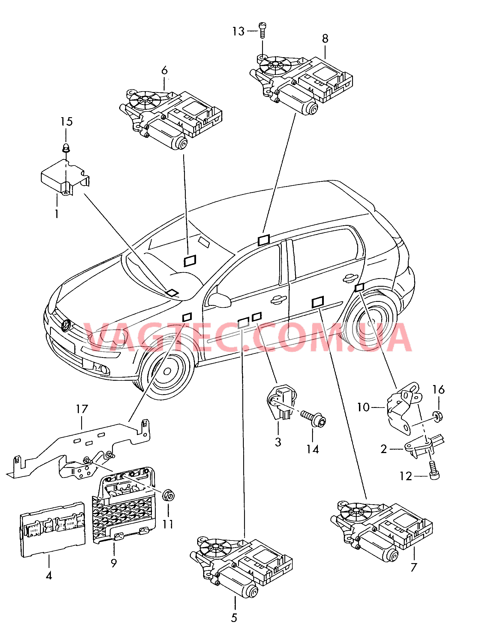 Эл.двигатель стеклоподъёмника  F 1K-7-000 001>>* F 1K-7Р000 017>> F 1K-7B000 434>> для VOLKSWAGEN GOLF 2006-1