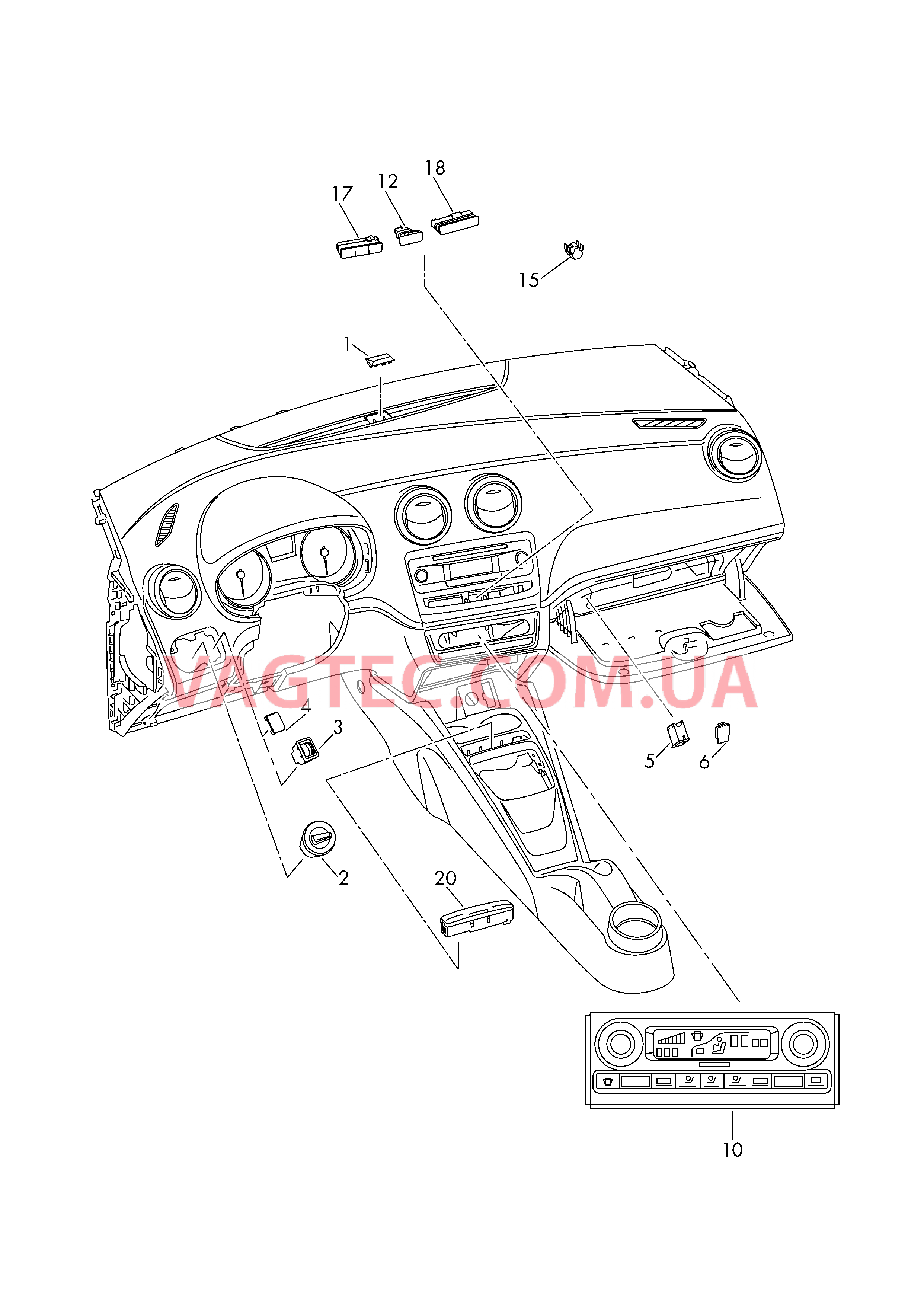 Выключатель в панели приборов Выключатель в централ. консоли  для SEAT Ibiza 2017