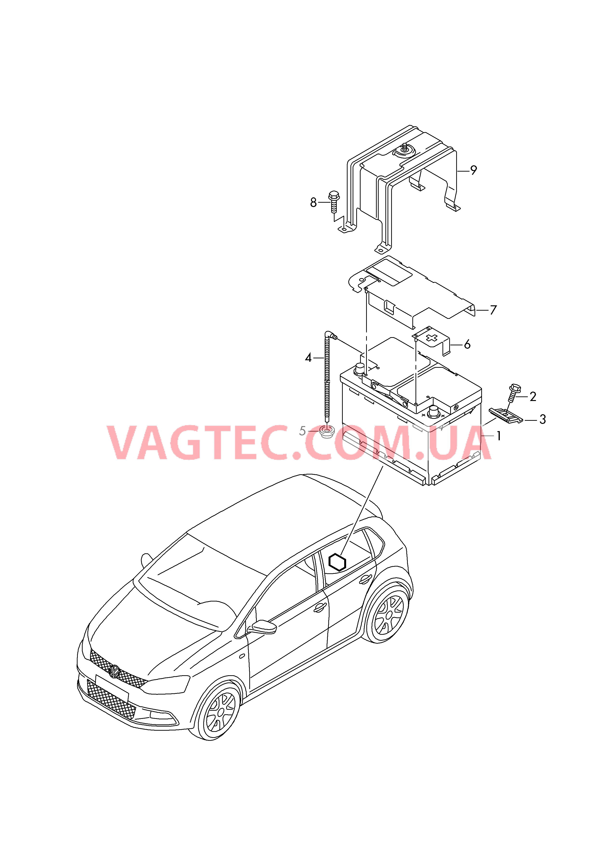 АКБ Крепление АКБ Детали не в сборе  для VOLKSWAGEN Polo 2017-1