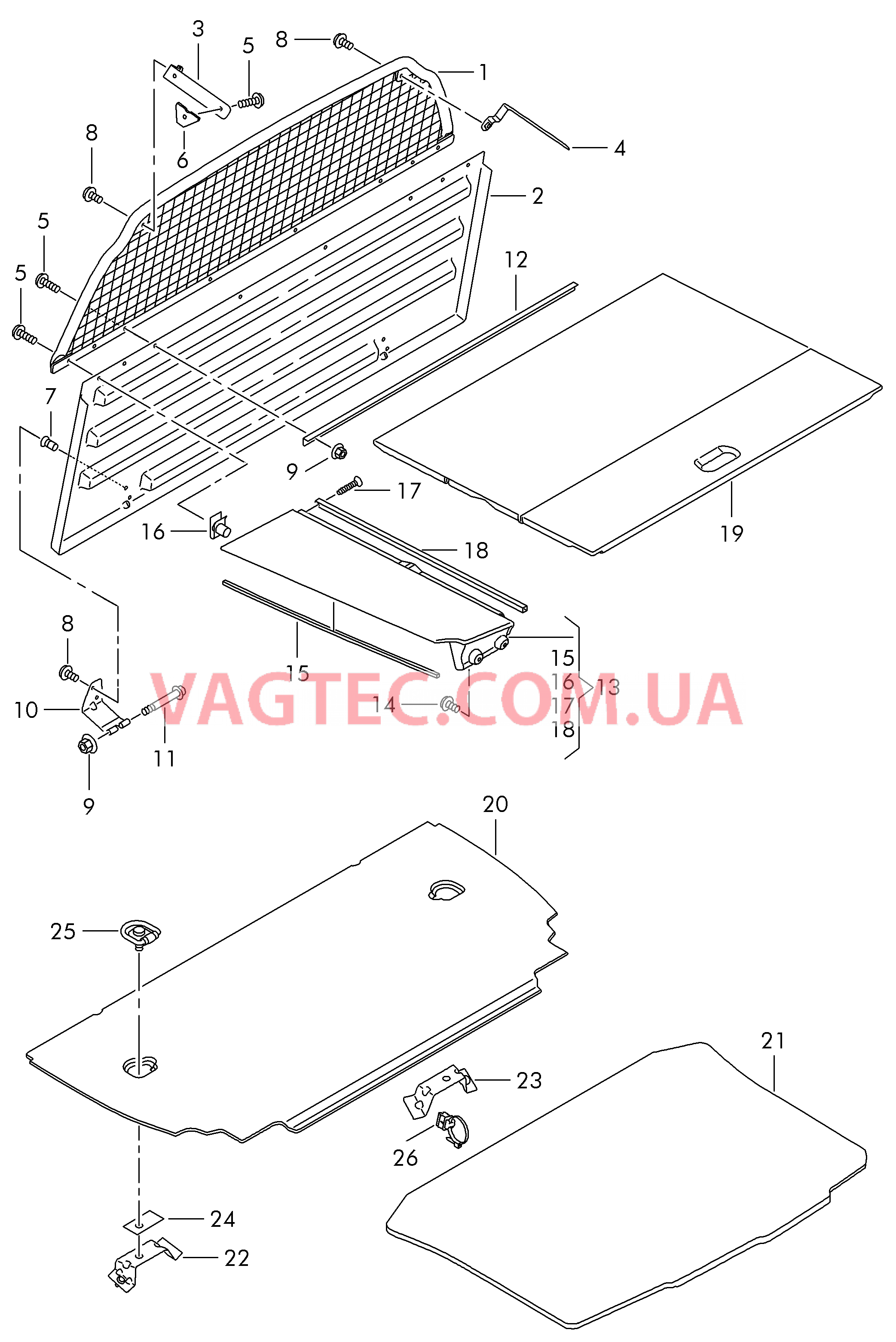 Крышка обшивки багажника  Опора для а/м с разделительной сеткой  для SEAT Ibiza 2015