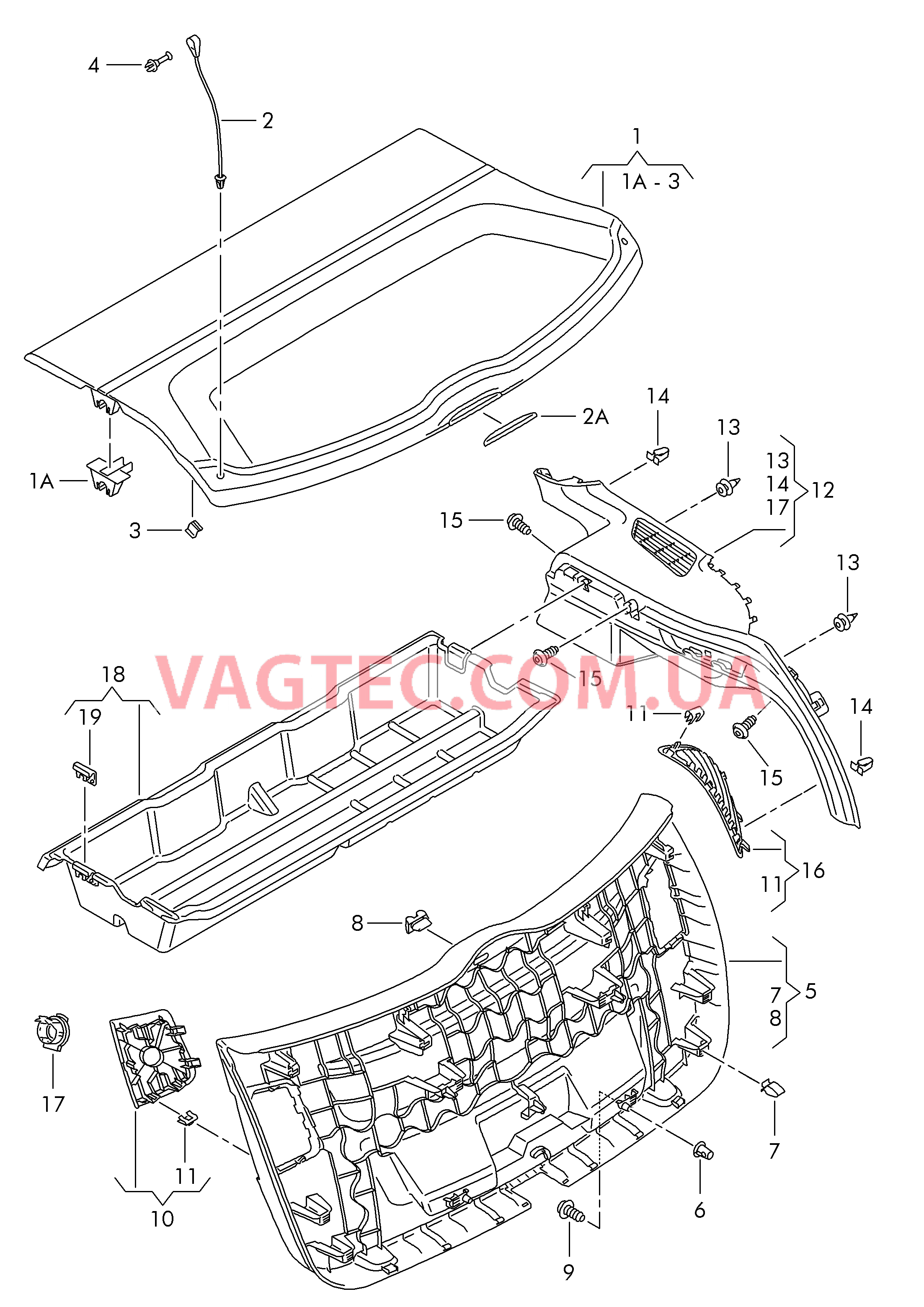 Облицовка крышки багаж. отсека Крышка обшивки багажника  Опора  для SEAT Ibiza 2009-1