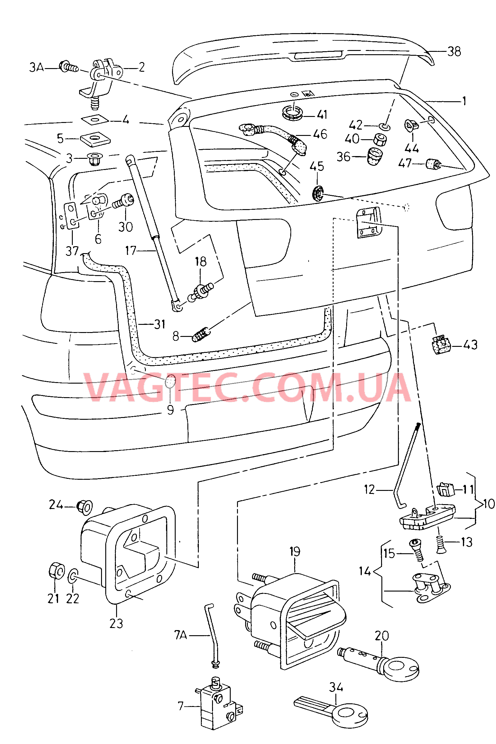 Крышка багажного отсека  для SEAT Ibiza 2000