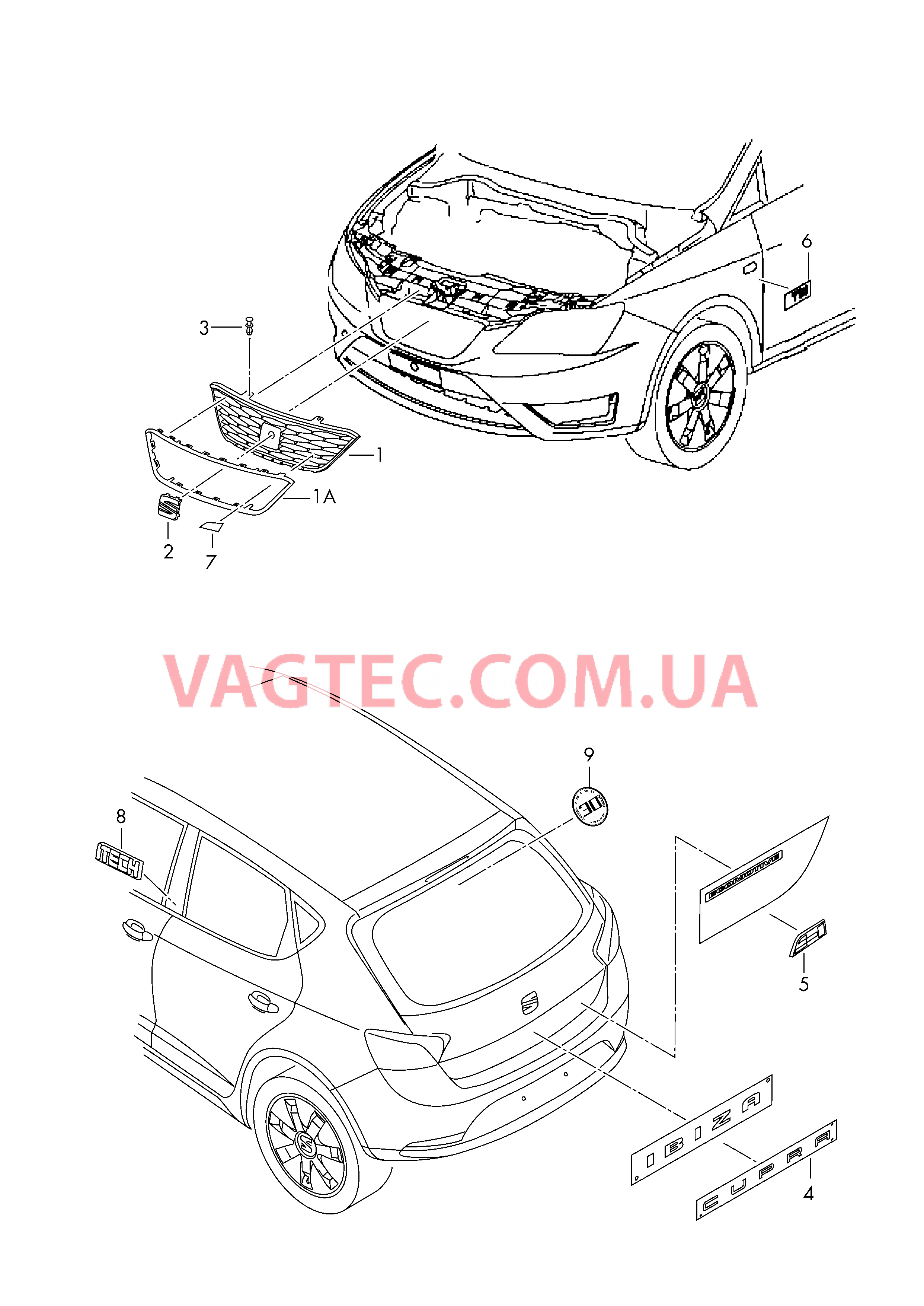 Надписи Решётка радиатора  для SEAT Ibiza 2017