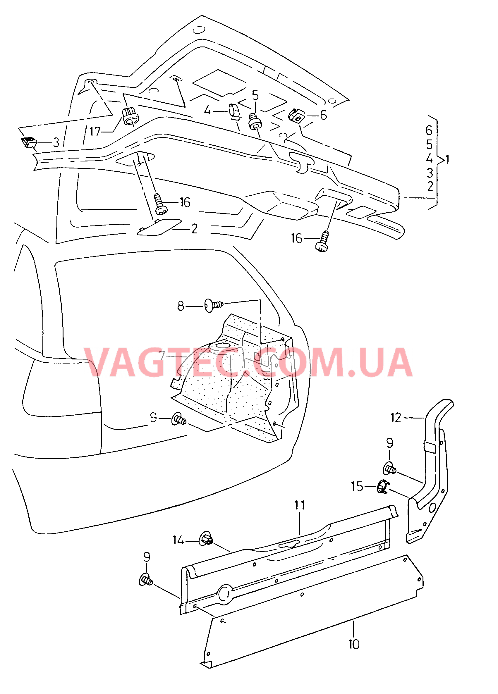 Обивка багажного отсека Облицовка крышки багаж. отсека  для SEAT Ibiza 2001