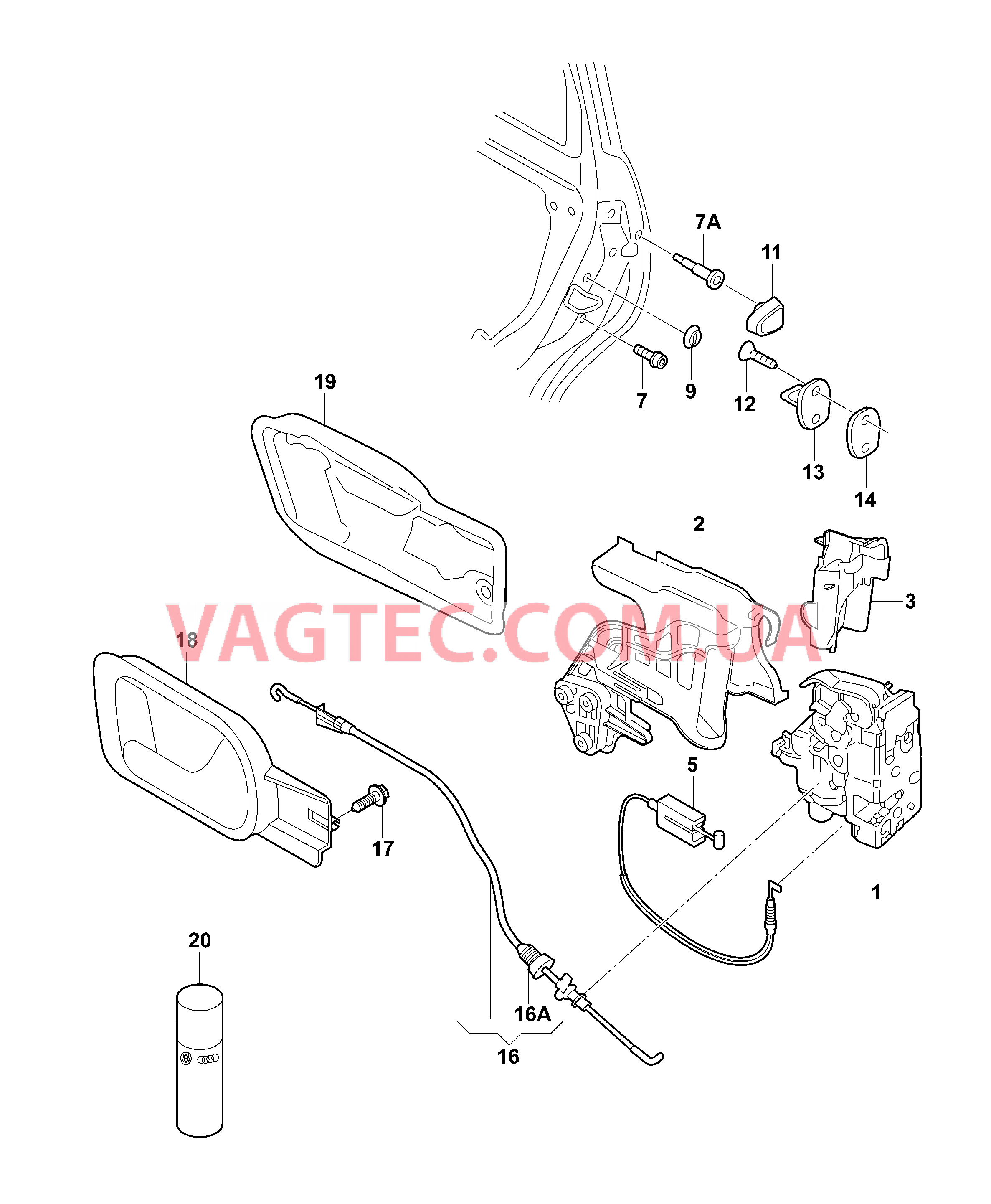 Замок двери Рычаг привода дверного замка  для SEAT Ibiza 2010-1