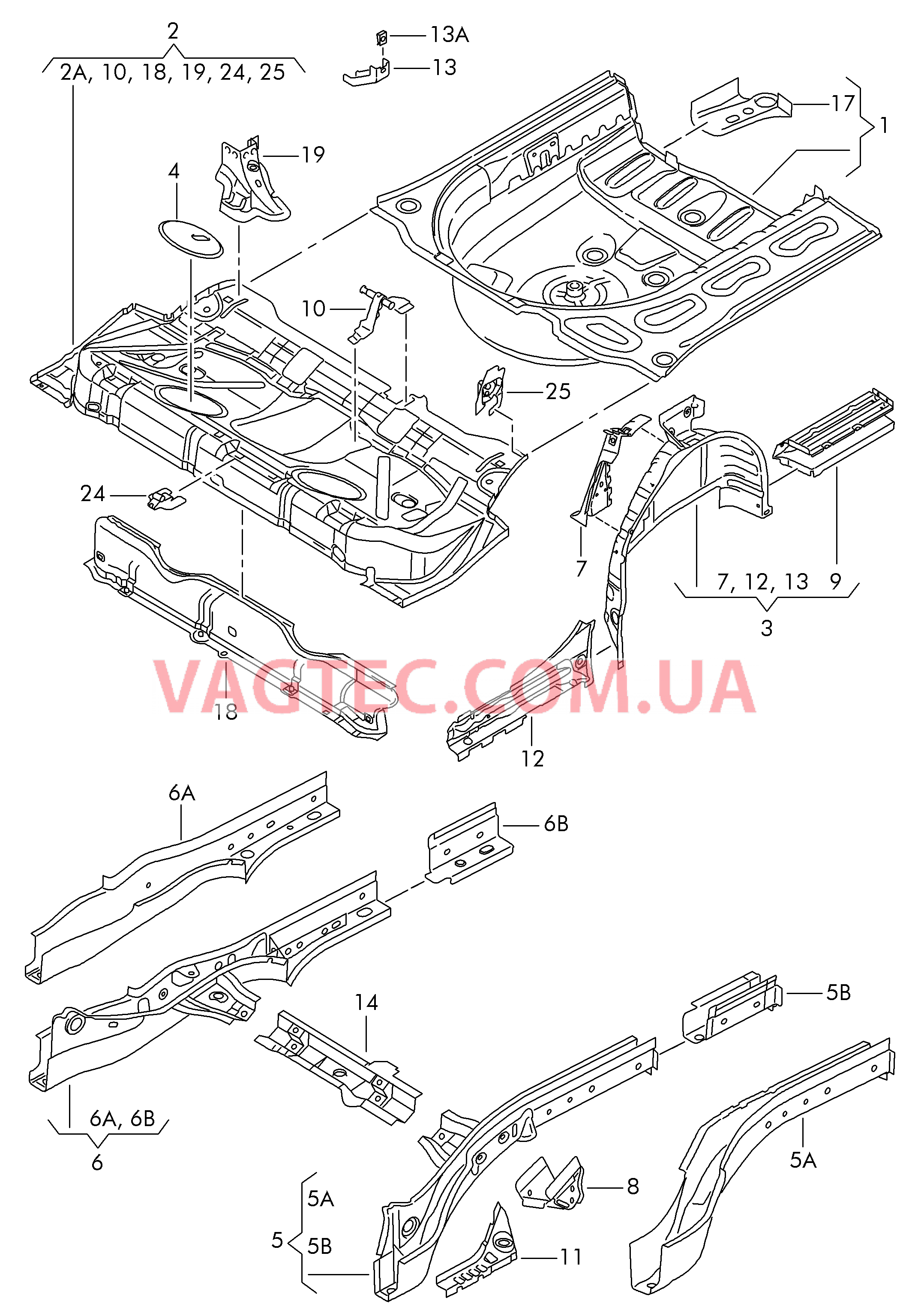 Пол багажника Лонжерон  для SEAT Ibiza 2009-1