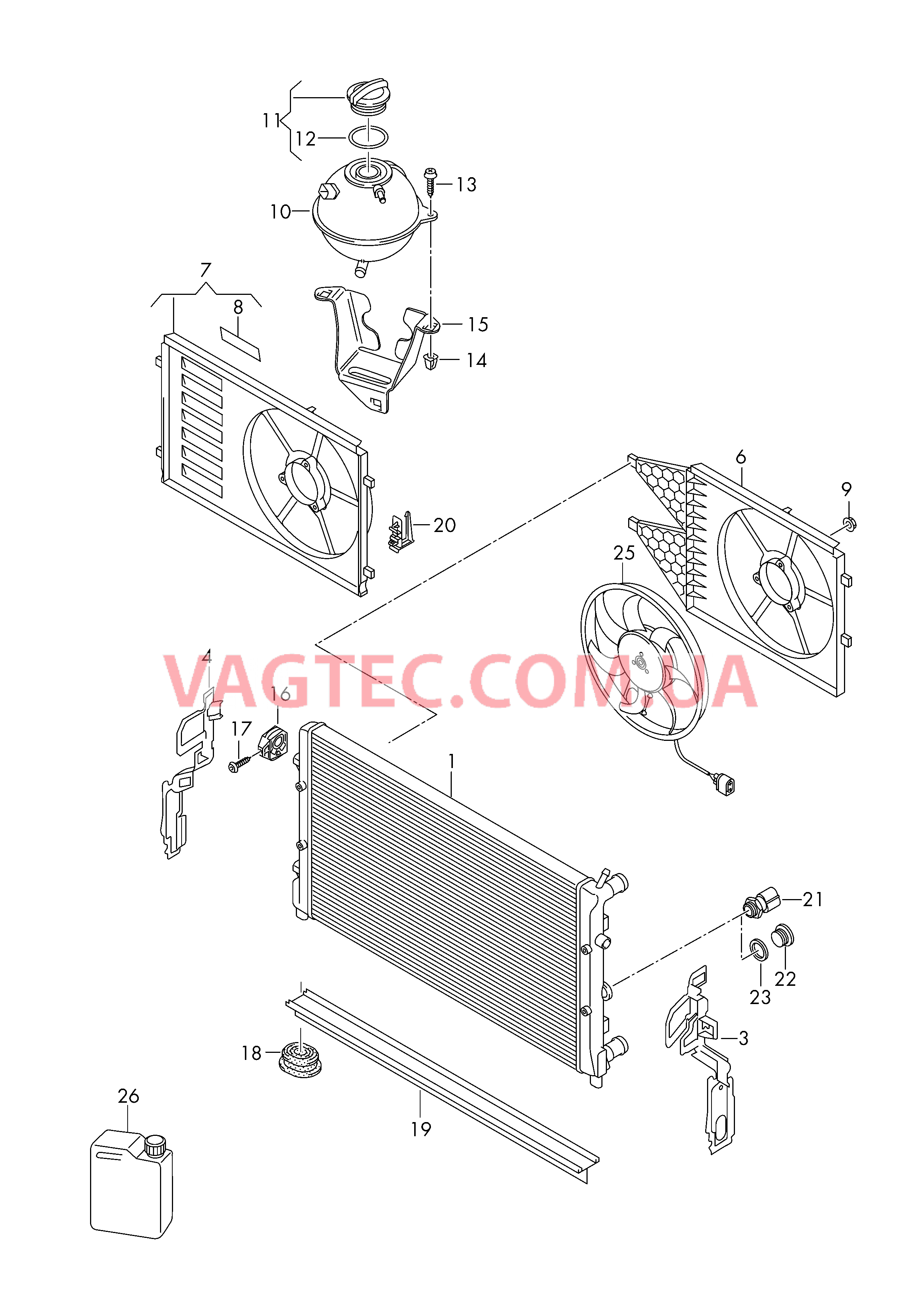 Радиатор охлаждающей жидкости Расширительный бачок Рамка вентилятора  для VOLKSWAGEN Polo 2019