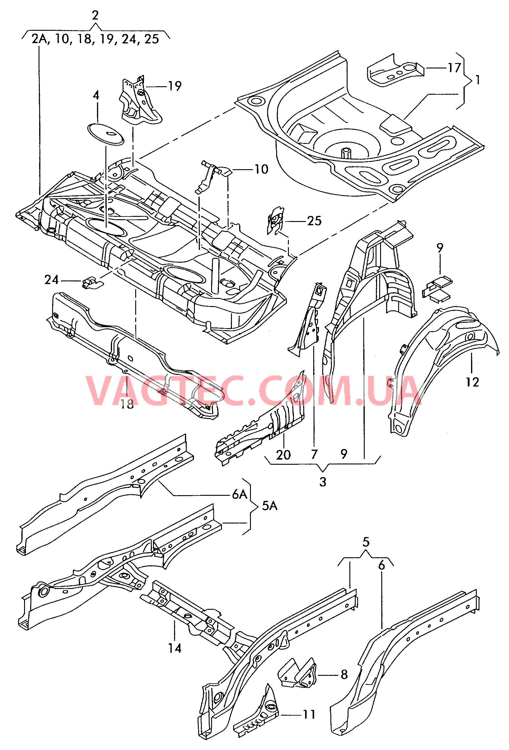 Пол багажника Лонжерон  для SEAT Ibiza 2006