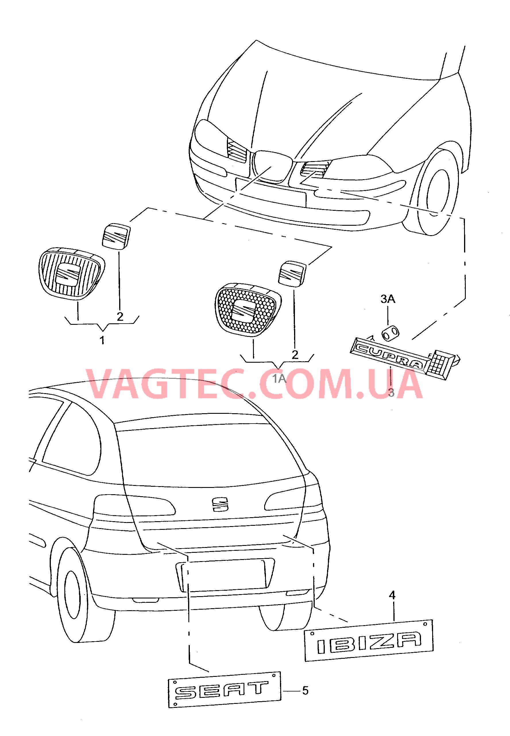 Надписи Решётка радиатора  для SEAT Ibiza 2002-1