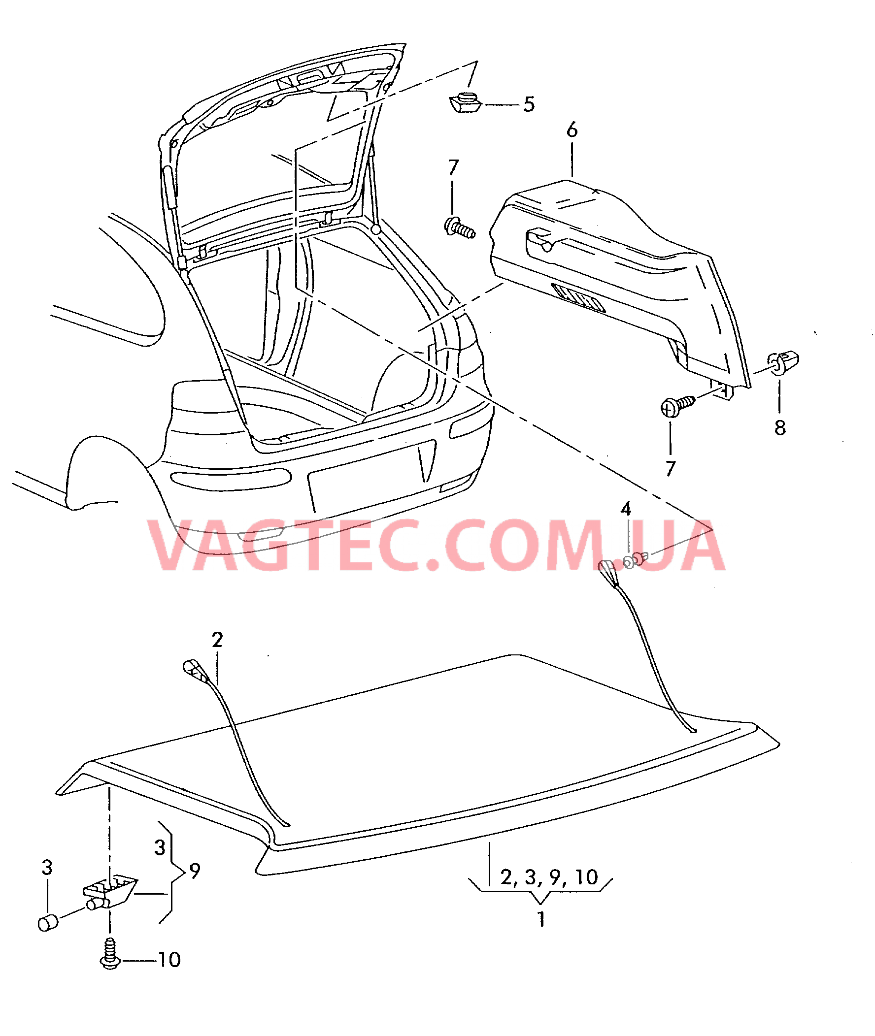 Крышка обшивки багажника  для SEAT Ibiza 2005