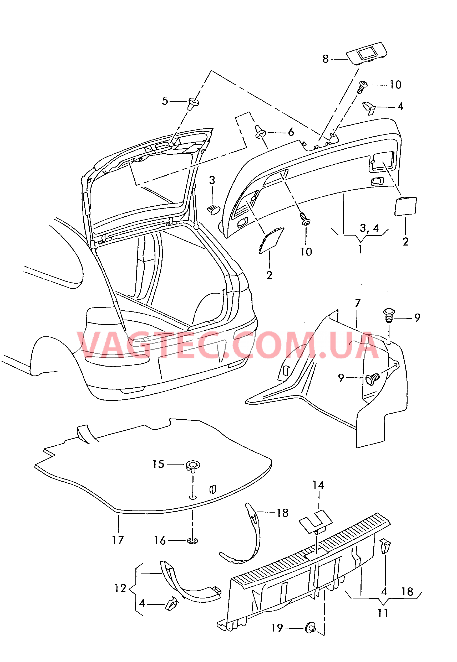 Обивка багажного отсека Облицовка крышки багаж. отсека  для SEAT Ibiza 2002-1